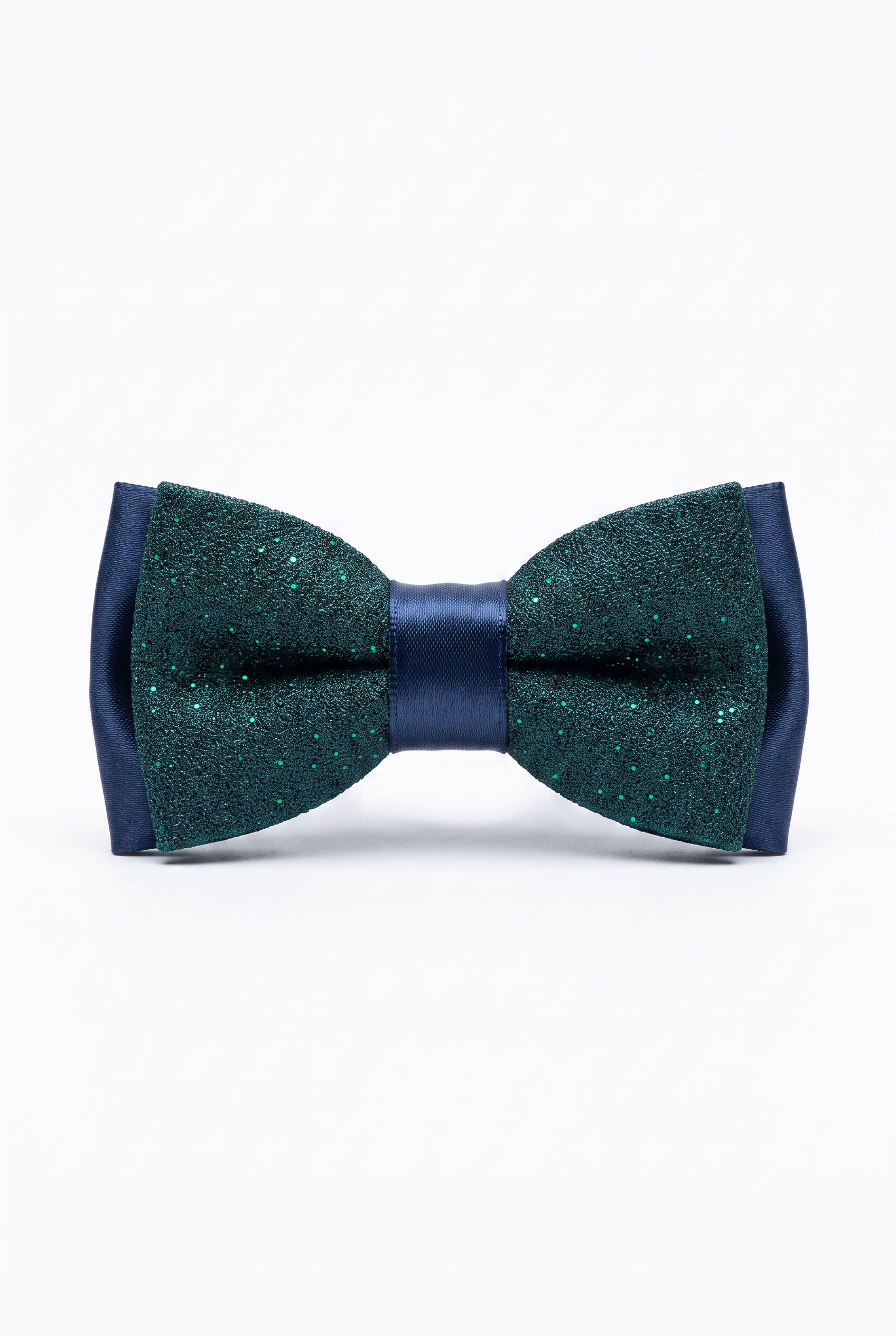 Kids Bow Tie – Adjustable Pre-Tied Bow Tie for Boys - Sparkly Green and Navy