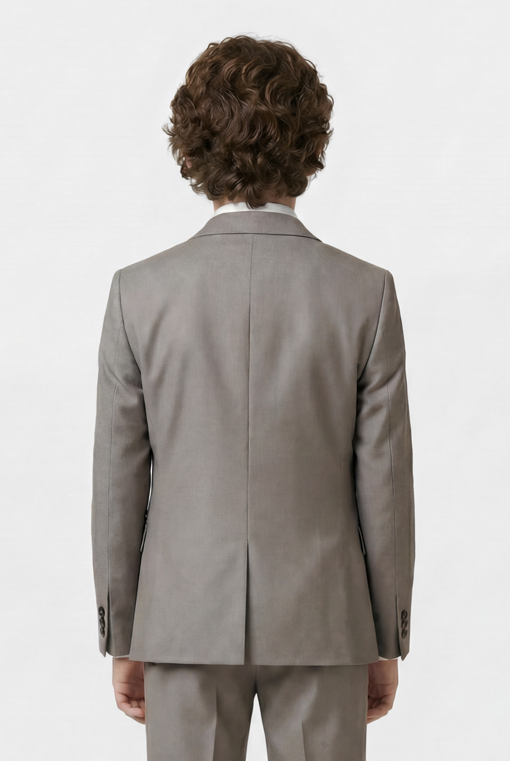 Traje formal de 5 piezas para niños con chaleco cruzado - Gris