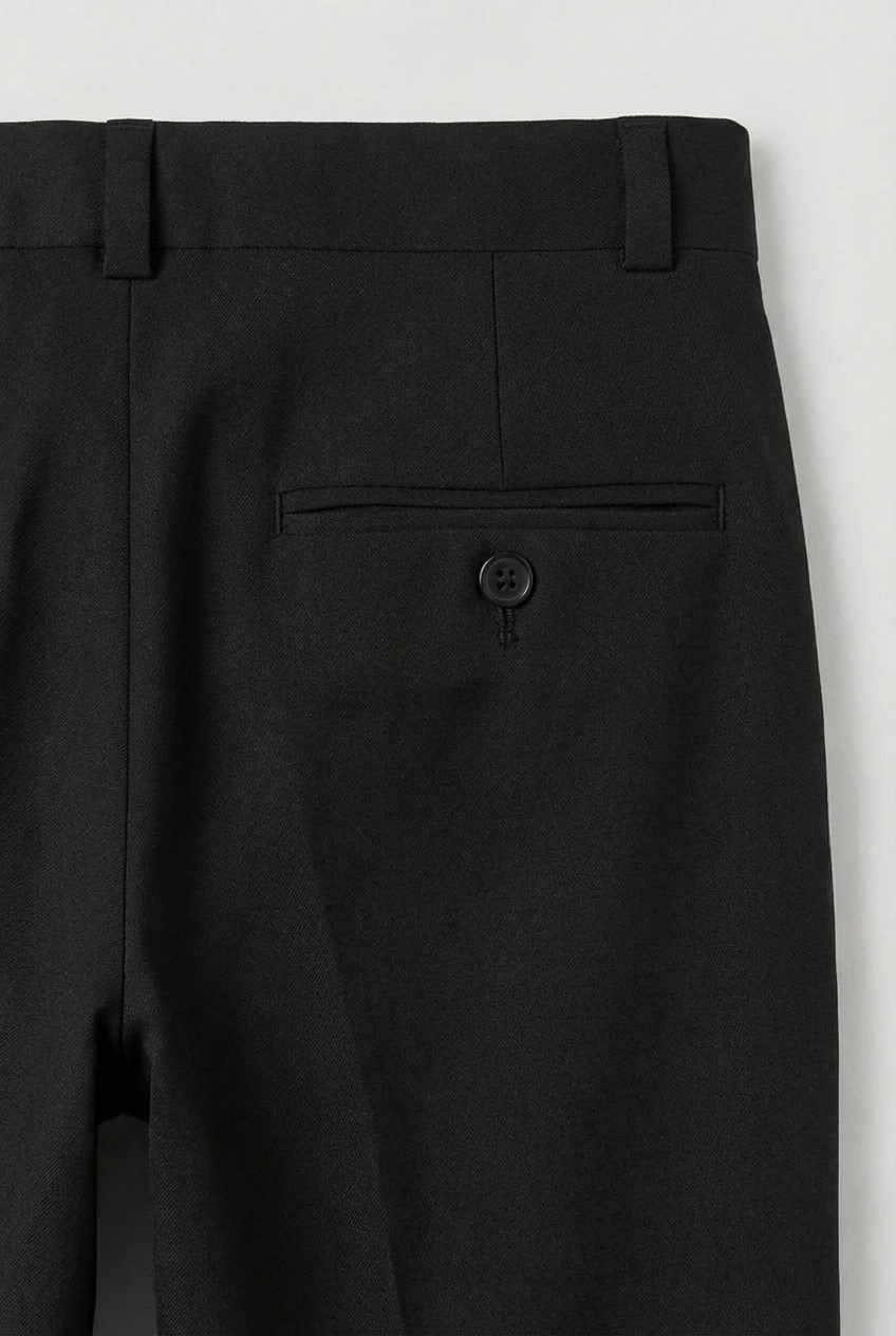 Boys Slim Fit Formal Trousers with Adjustable Waist - Black