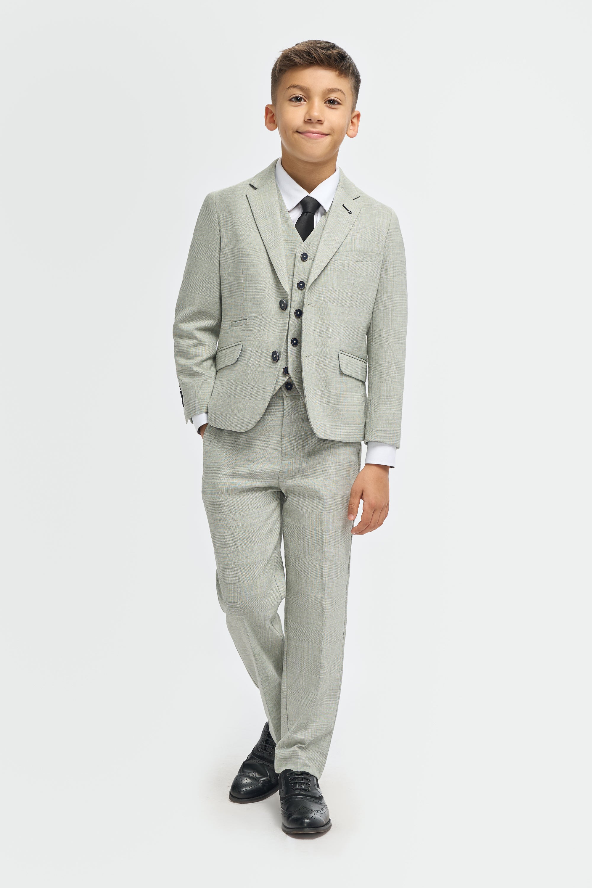 Father & Son Matching Textured 3-Piece Suit Set - Camden Sage