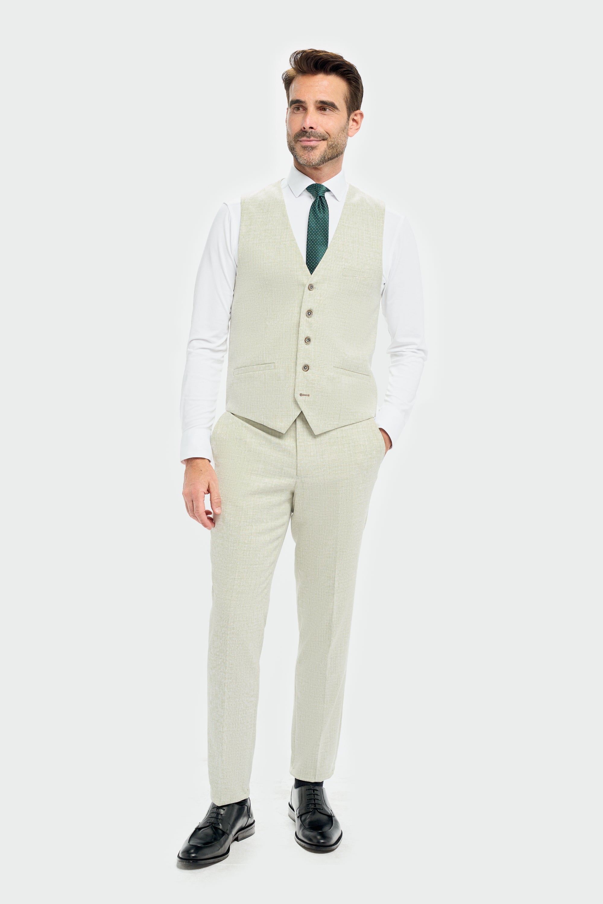Father & Son Matching Textured 3-Piece Suit Set - Tropez Sage