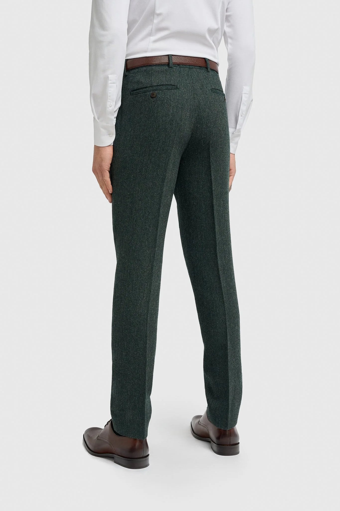 Conjunto de Traje de 3 Piezas de Lana con Espiga a Juego para Padre e Hijo - Thomas - Verde Lujoso