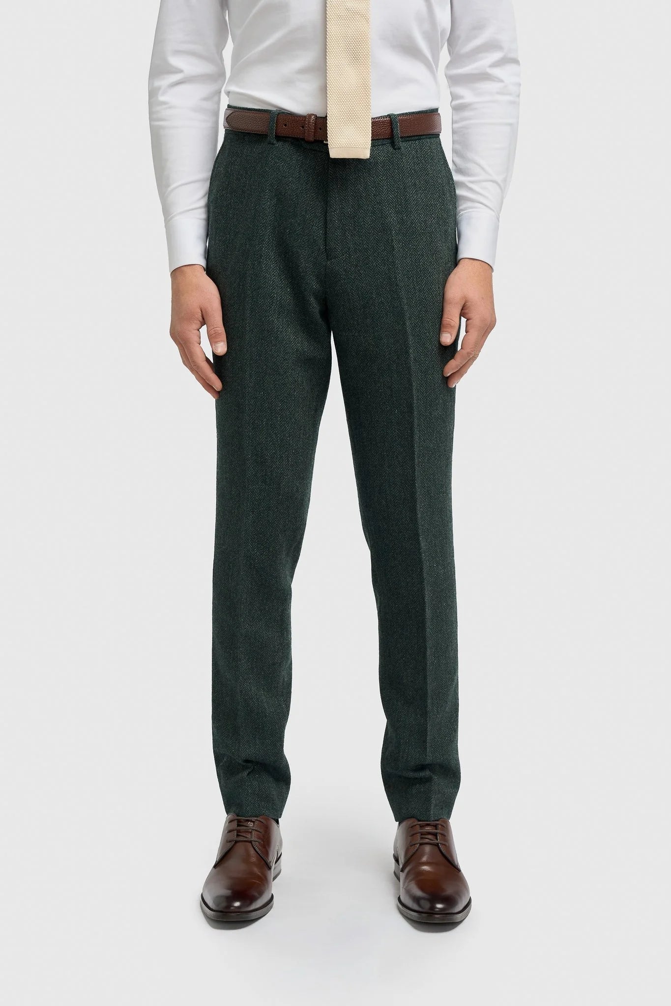 Conjunto de Traje de 3 Piezas de Lana con Espiga a Juego para Padre e Hijo - Thomas - Verde Lujoso