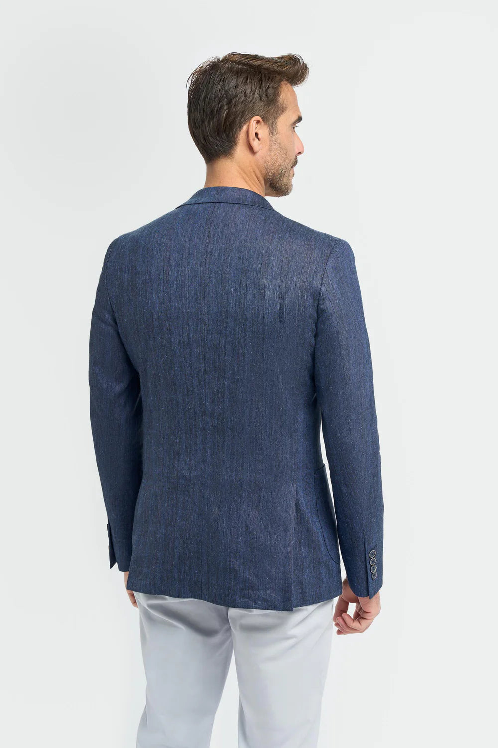 Blazer in lino a spina di pesce coordinato padre e figlio – Blu Navy