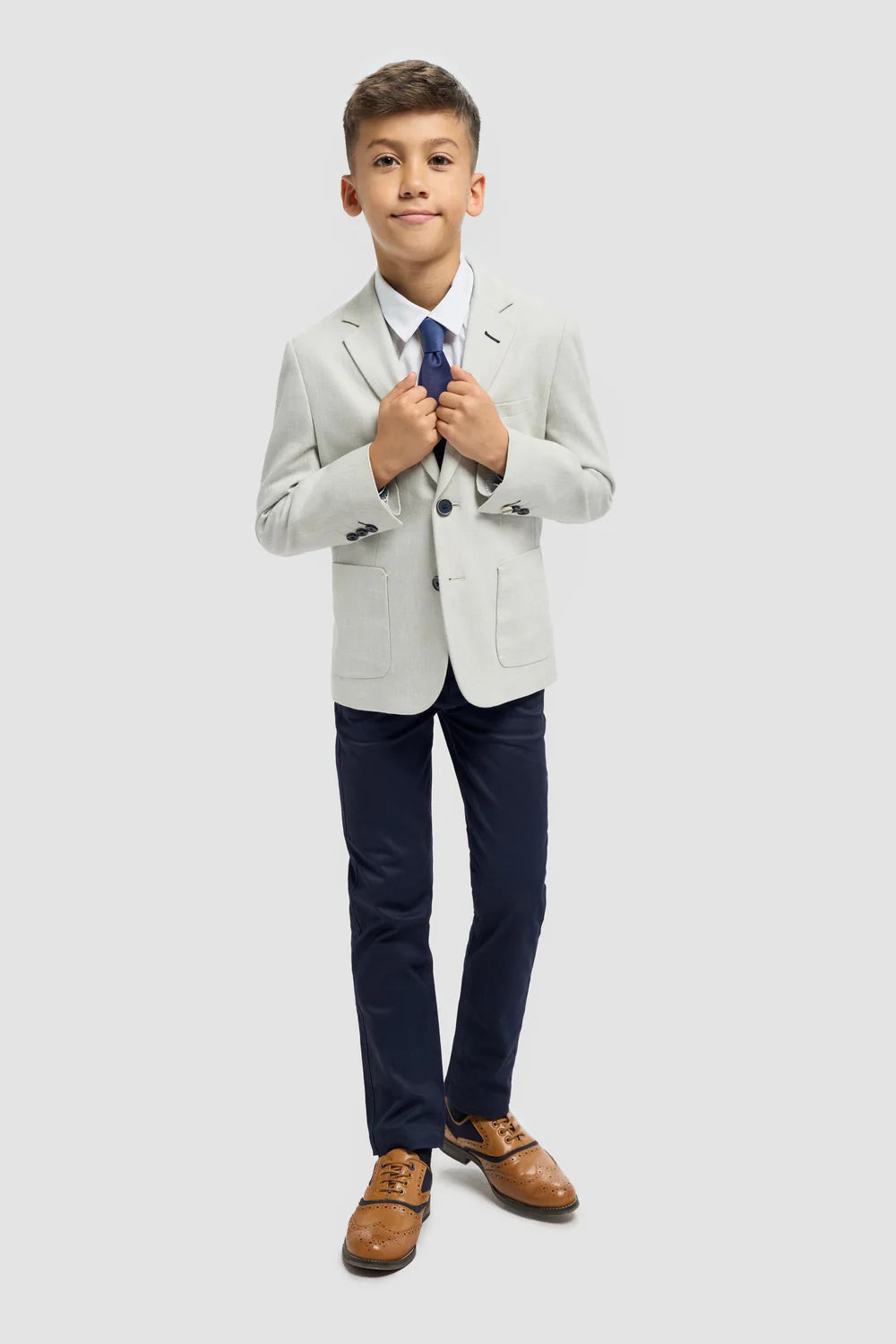 Blazer in lino a spina di pesce coordinato padre e figlio – Grigio ardesia