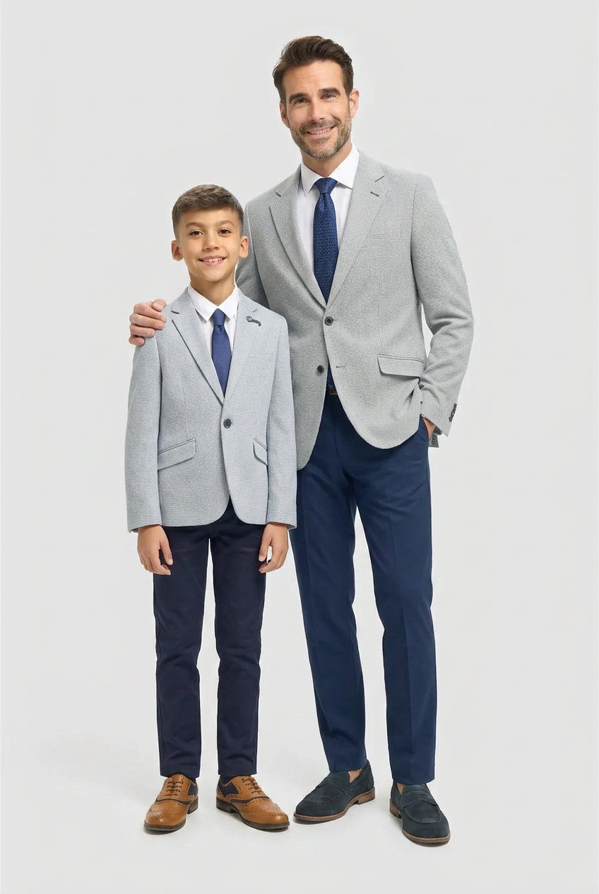 Blazer à carreaux Puppytooth assorti père et fils - Bleu