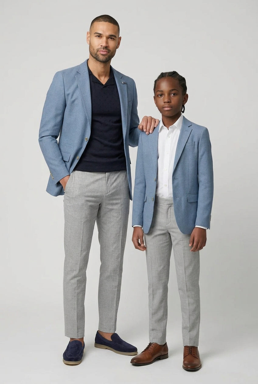 Blazer a cuadros Puppytooth a juego para padre e hijo - Azul cielo