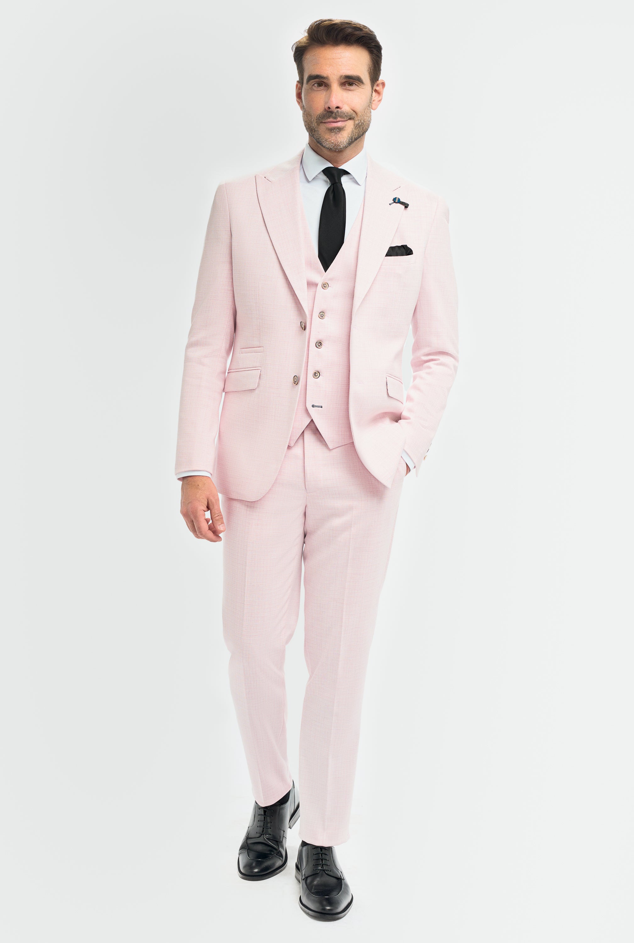 Father & Son Matching Textured 3-Piece Suit Set - Tropez Mauve