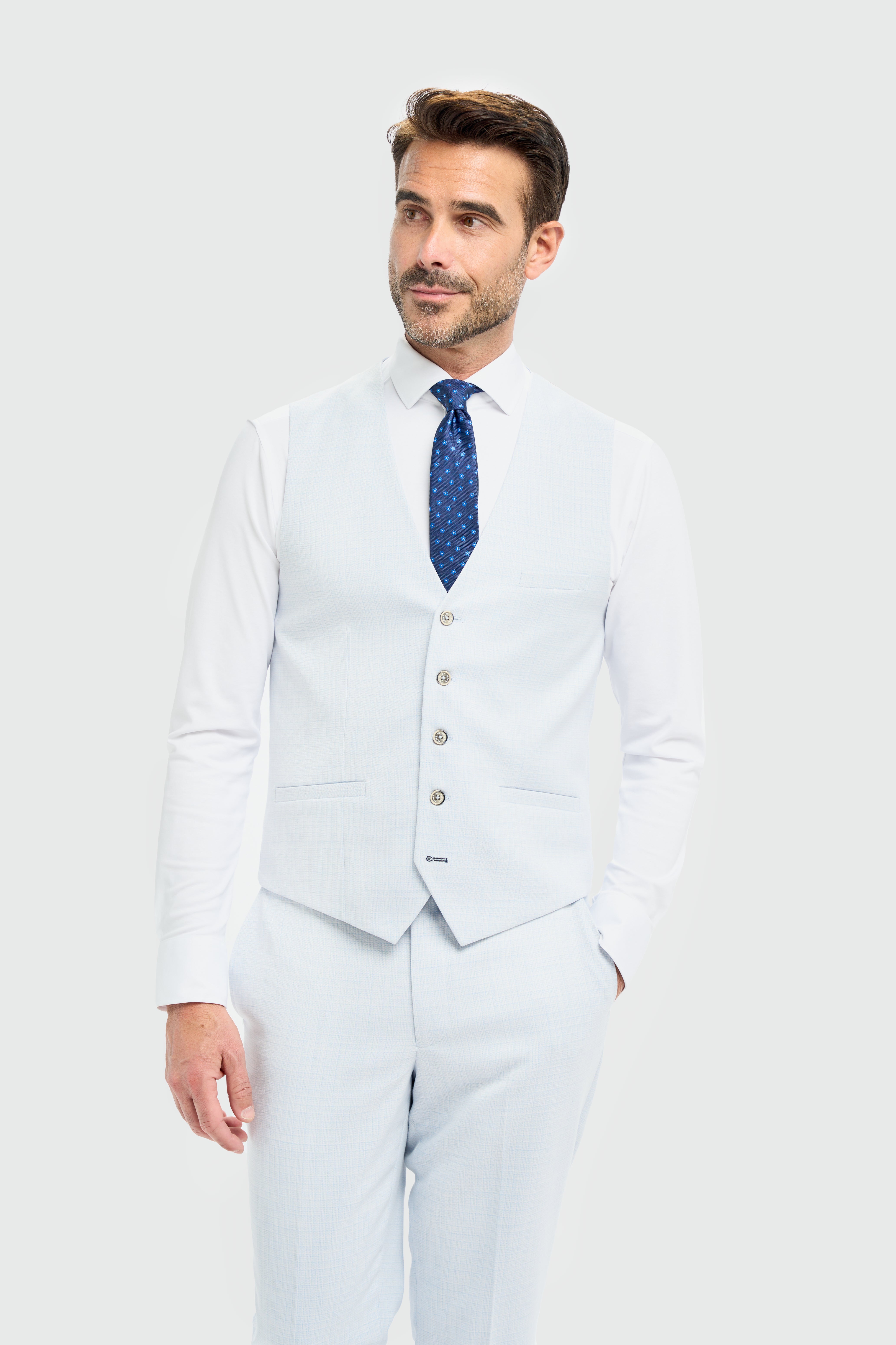 Father & Son Matching Textured 3-Piece Suit Set - Tropez Sky Blue