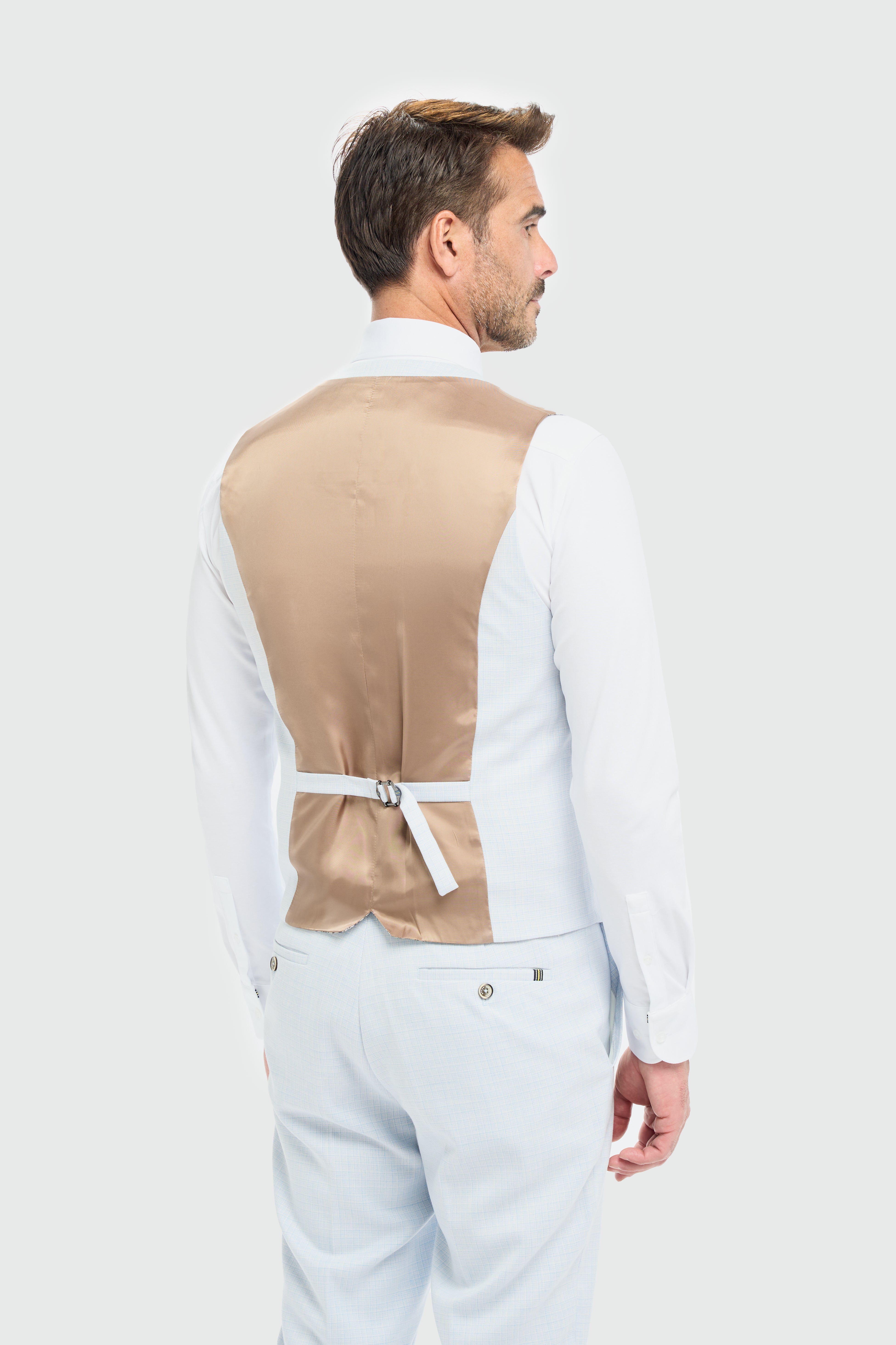 Father & Son Matching Textured 3-Piece Suit Set - Tropez Sky Blue