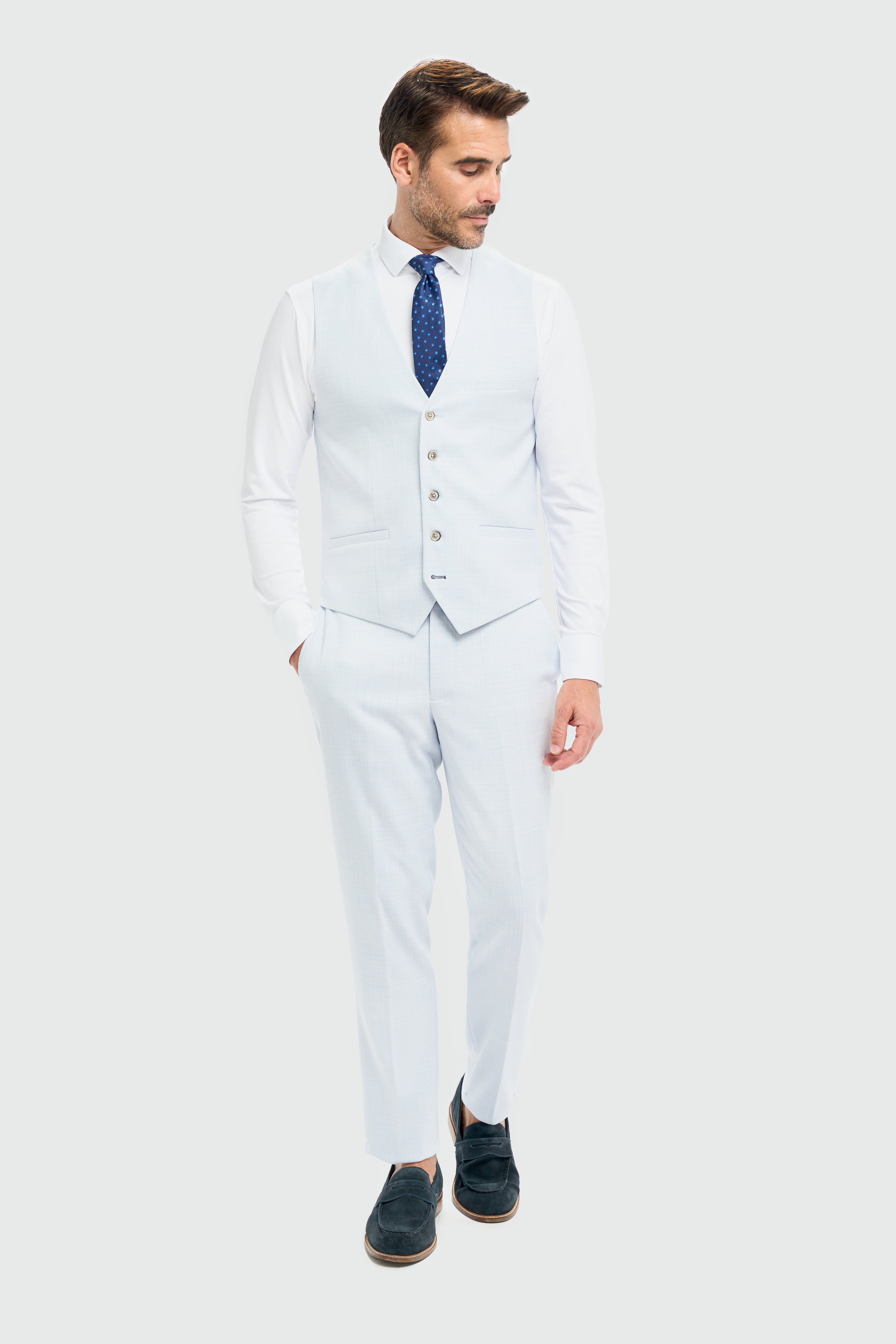Father & Son Matching Textured 3-Piece Suit Set - Tropez Sky Blue