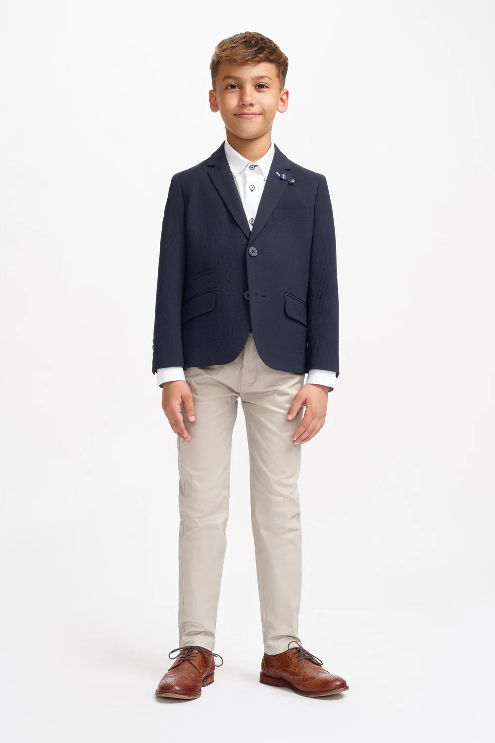 Vater & Sohn Passender Strukturierter Blazer – Marineblau