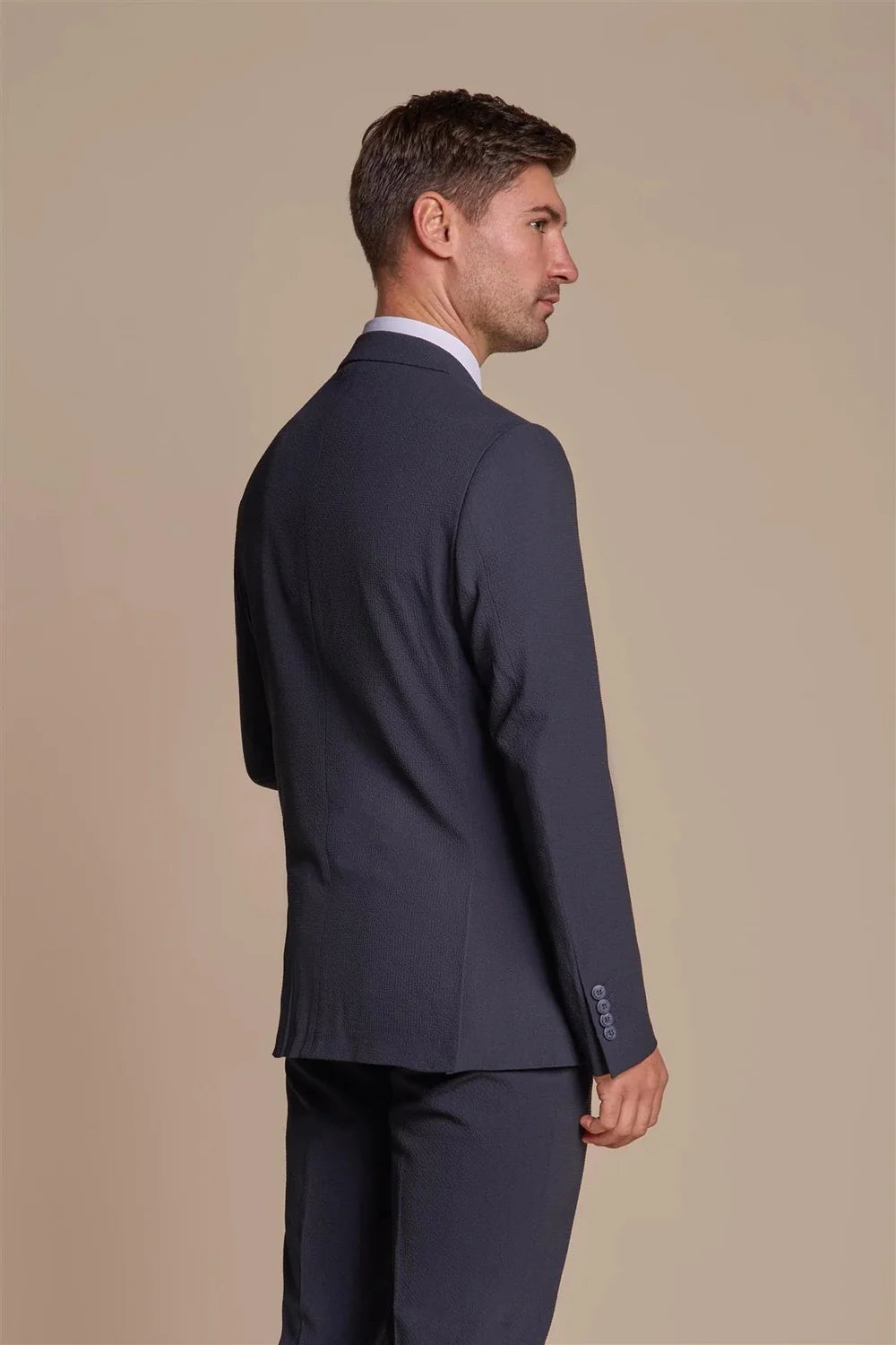 Vater & Sohn Passender Strukturierter Blazer – Marineblau