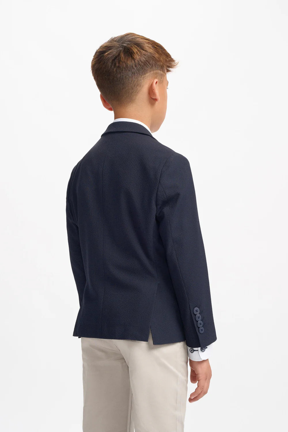 Vater & Sohn Passender Strukturierter Blazer – Marineblau