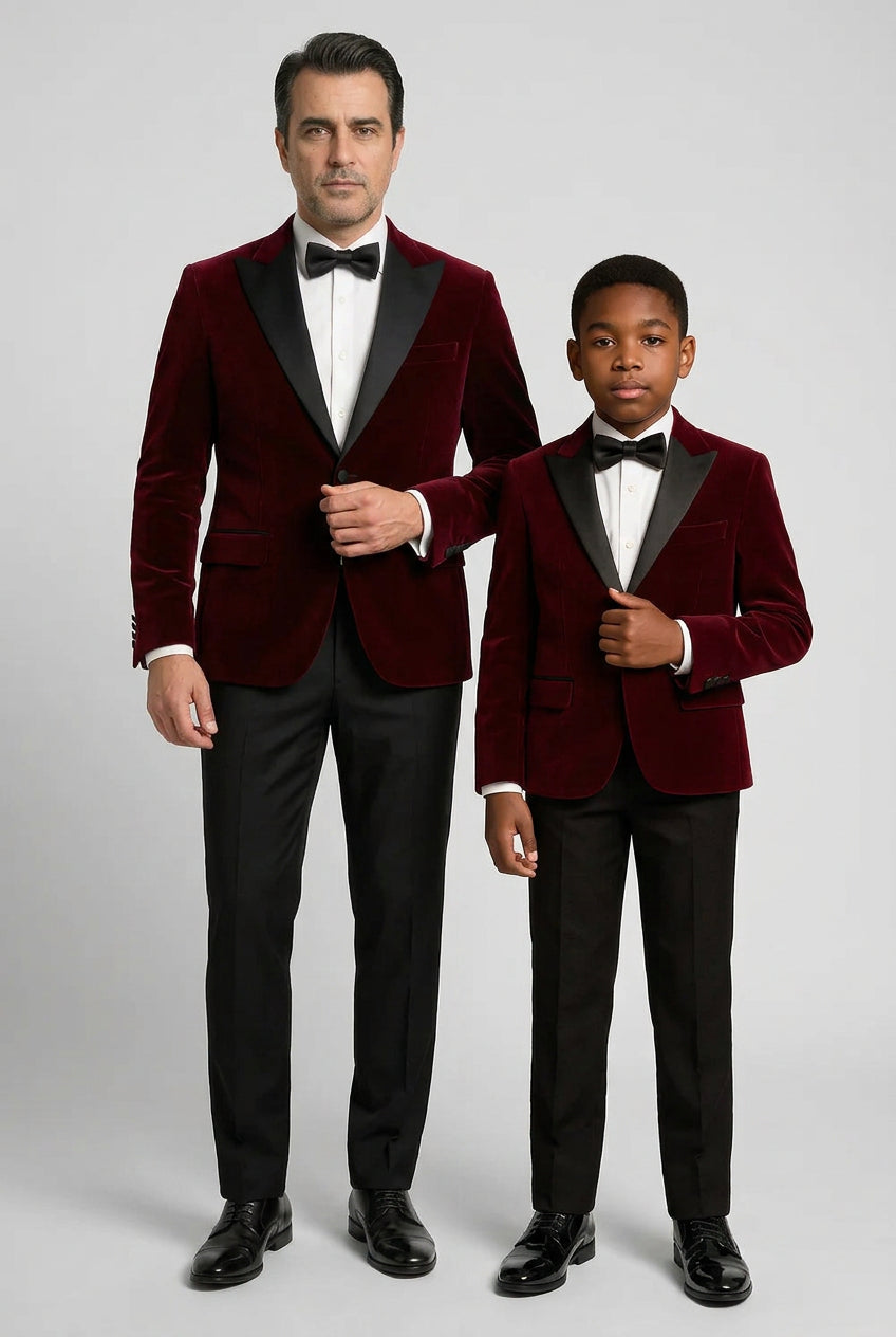 Veste de dîner en velours assortie père et fils - Bourgogne