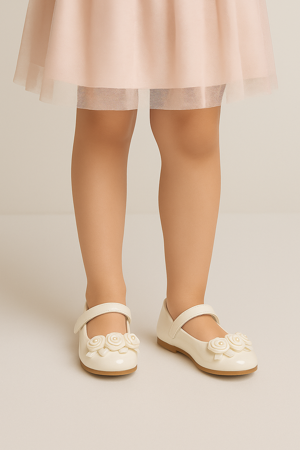 Flower Girls Mary Jane Formal Patent Shoes - Ivory Model Picture