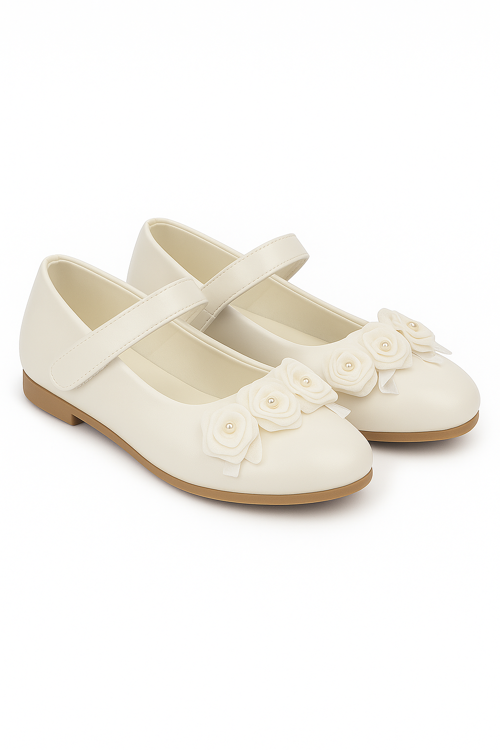 Flower Girls Mary Jane Formal Patent Shoes - Ivory Pair Side Picture