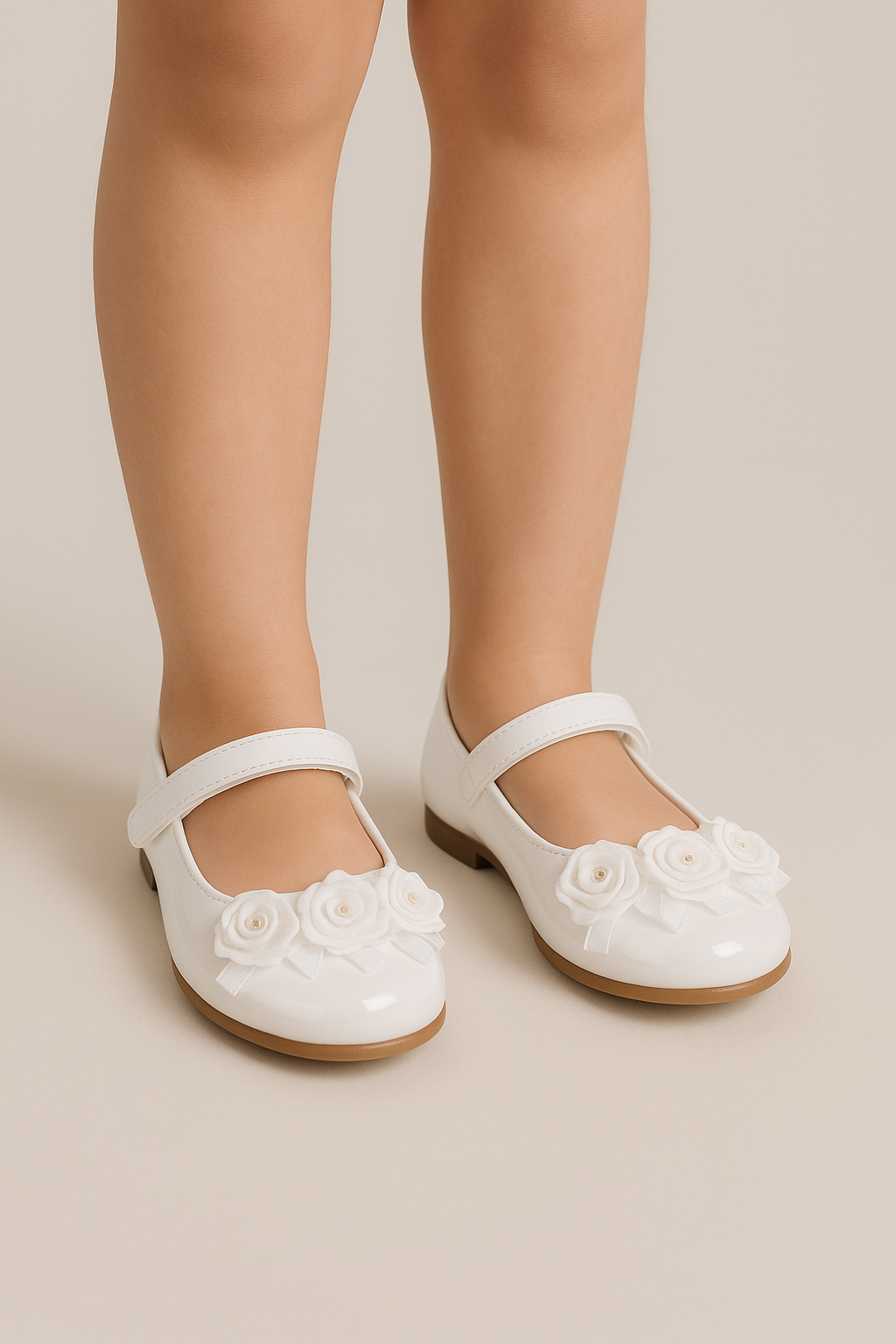 Flower Girls Mary Jane Formal Patent Shoes - White Modle Picture