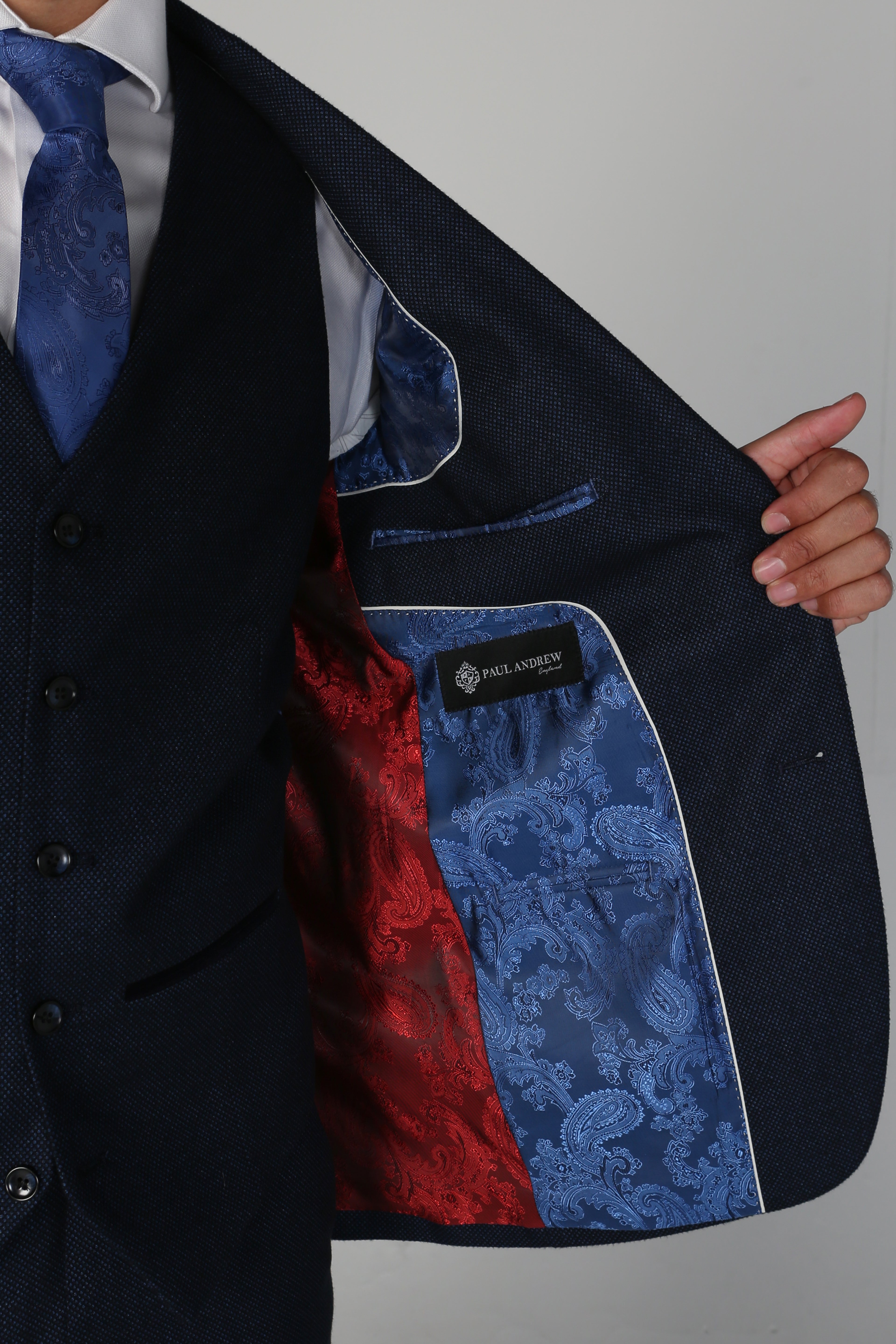 Texturierter formeller Anzug für Herren und Jungen - ARTHUR - Marineblau