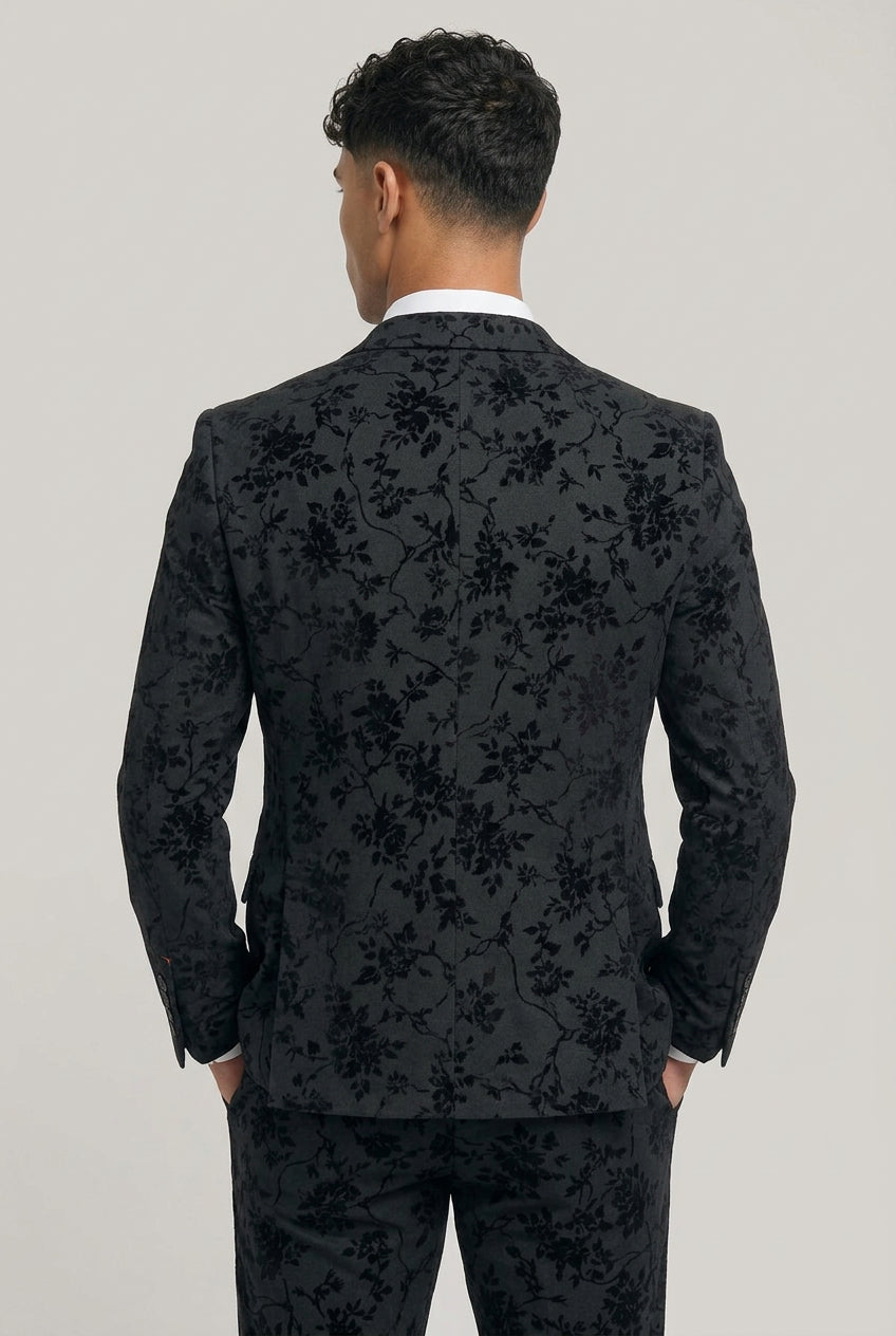 Georgi 2 Parça Çiçek Desenli Mezuniyet Takımı - Siyah