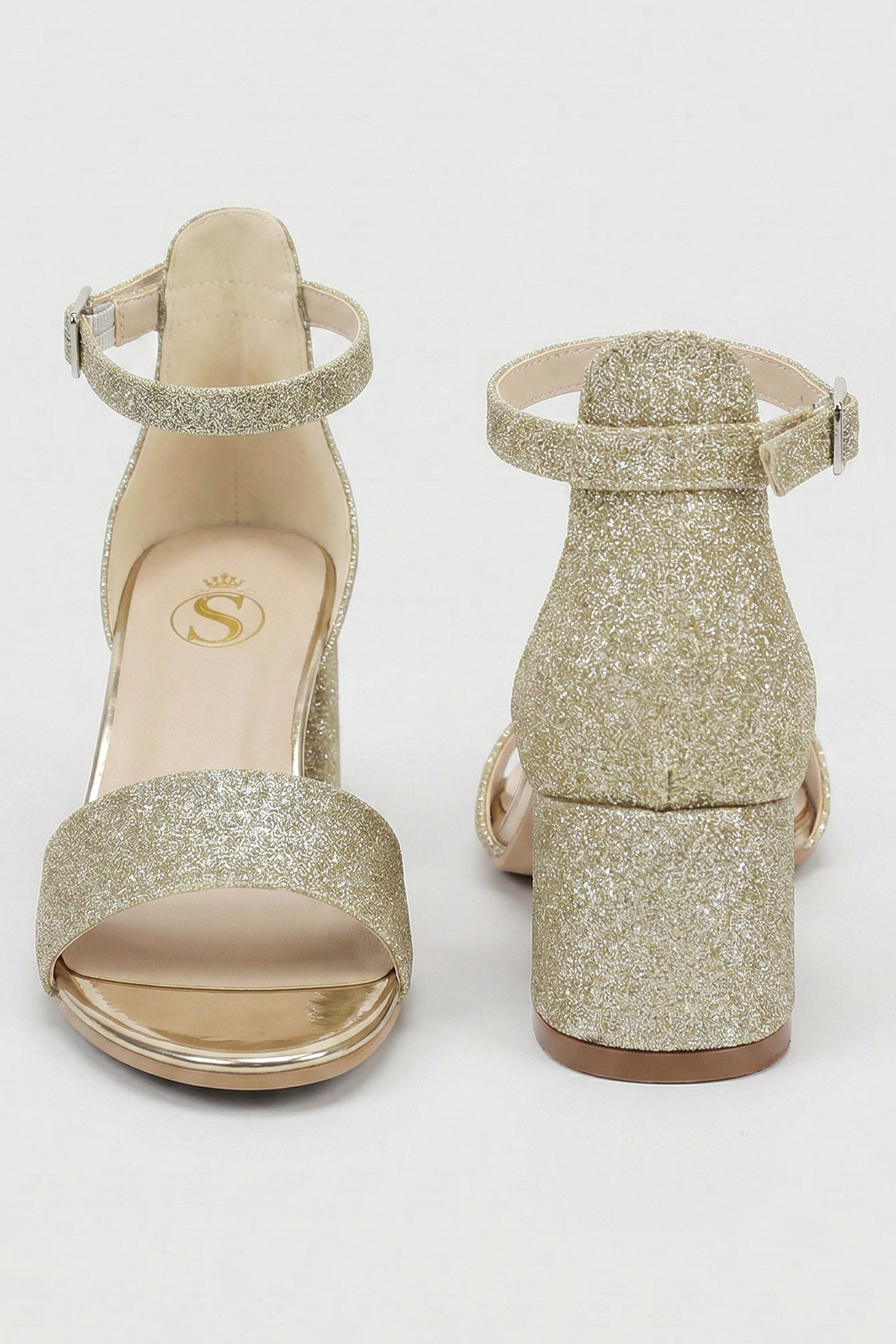 Mädchen Knöchelriemen Blockabsatz Sandalen - SPARKLE - Gold