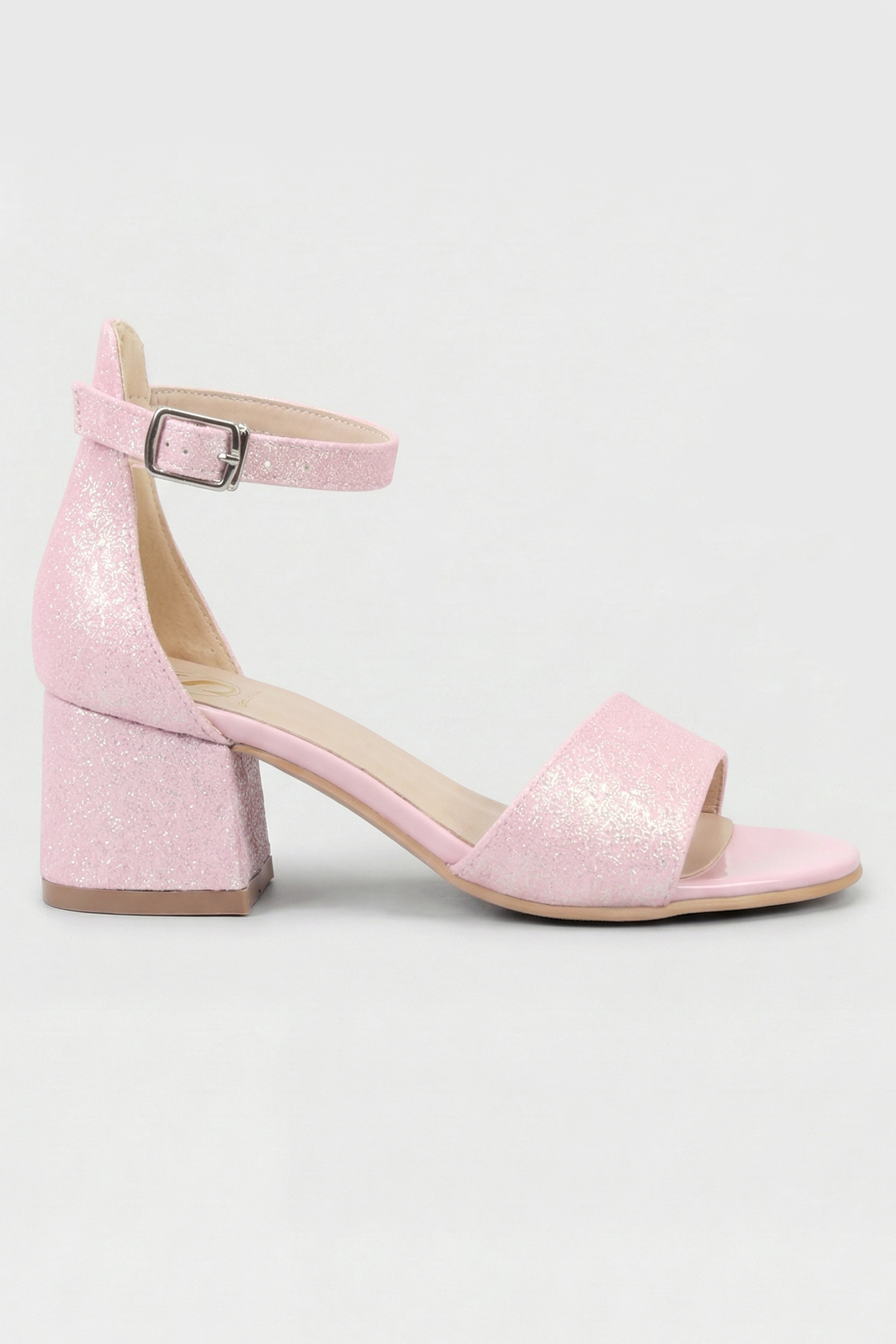 Girls Ankle-Strap Block Heel Sandals - SPARKLE - Pink