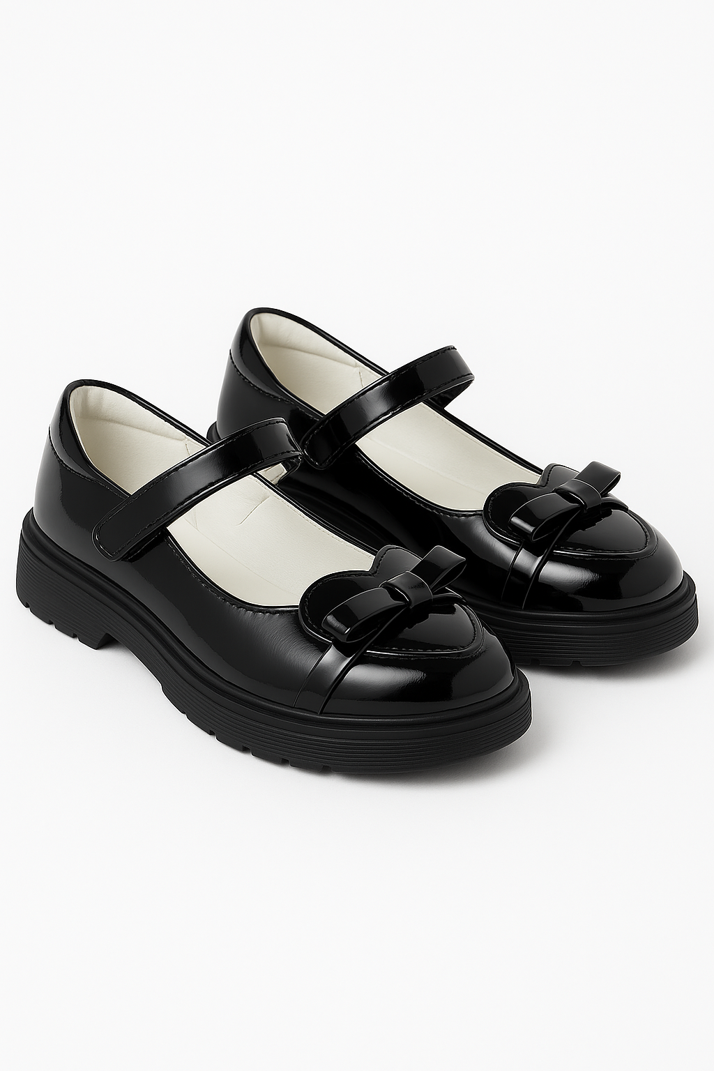 Girls Black Patent Mary Jane Dress Shoes with Bow Side Picture