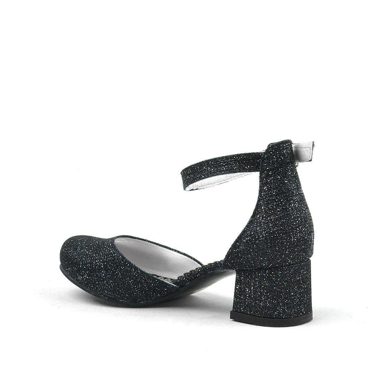 Girls Glittery Block Heel Mary Janes Shoes - Merida - Black