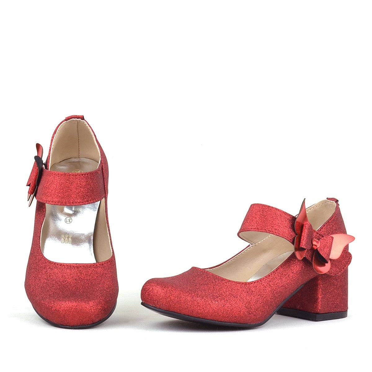 Chaussures Mary Janes à talons carrés pailletés pour filles - Winx - Rouge