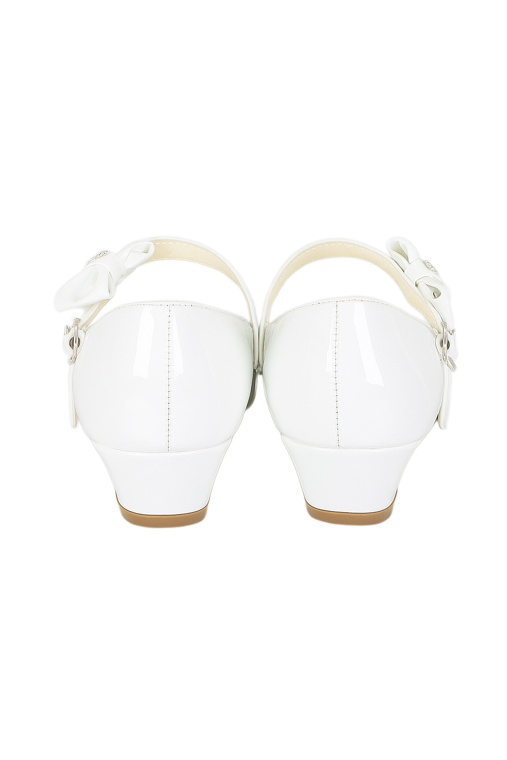 Girls Medium Heel Patent Mary Jane Shoes -DANIELLE - White Back Picture