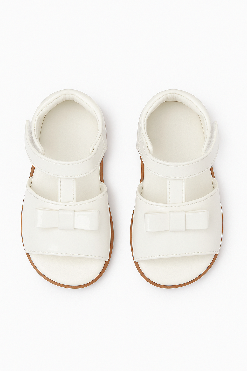 Girls Patent Bow Sandals – AMANDA - White Front Picture