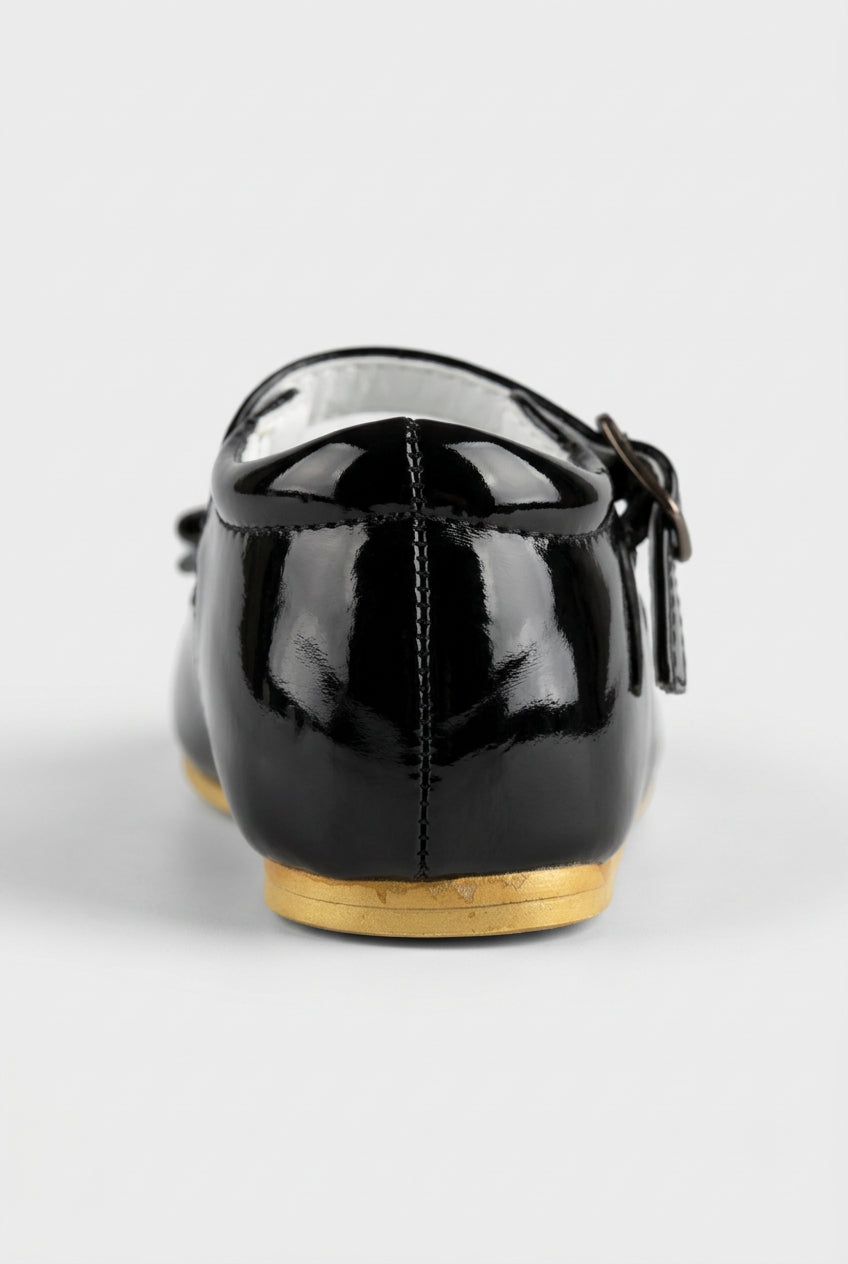 Girls Patent Mary Jane Shoes with Diamante Trim Back Picture