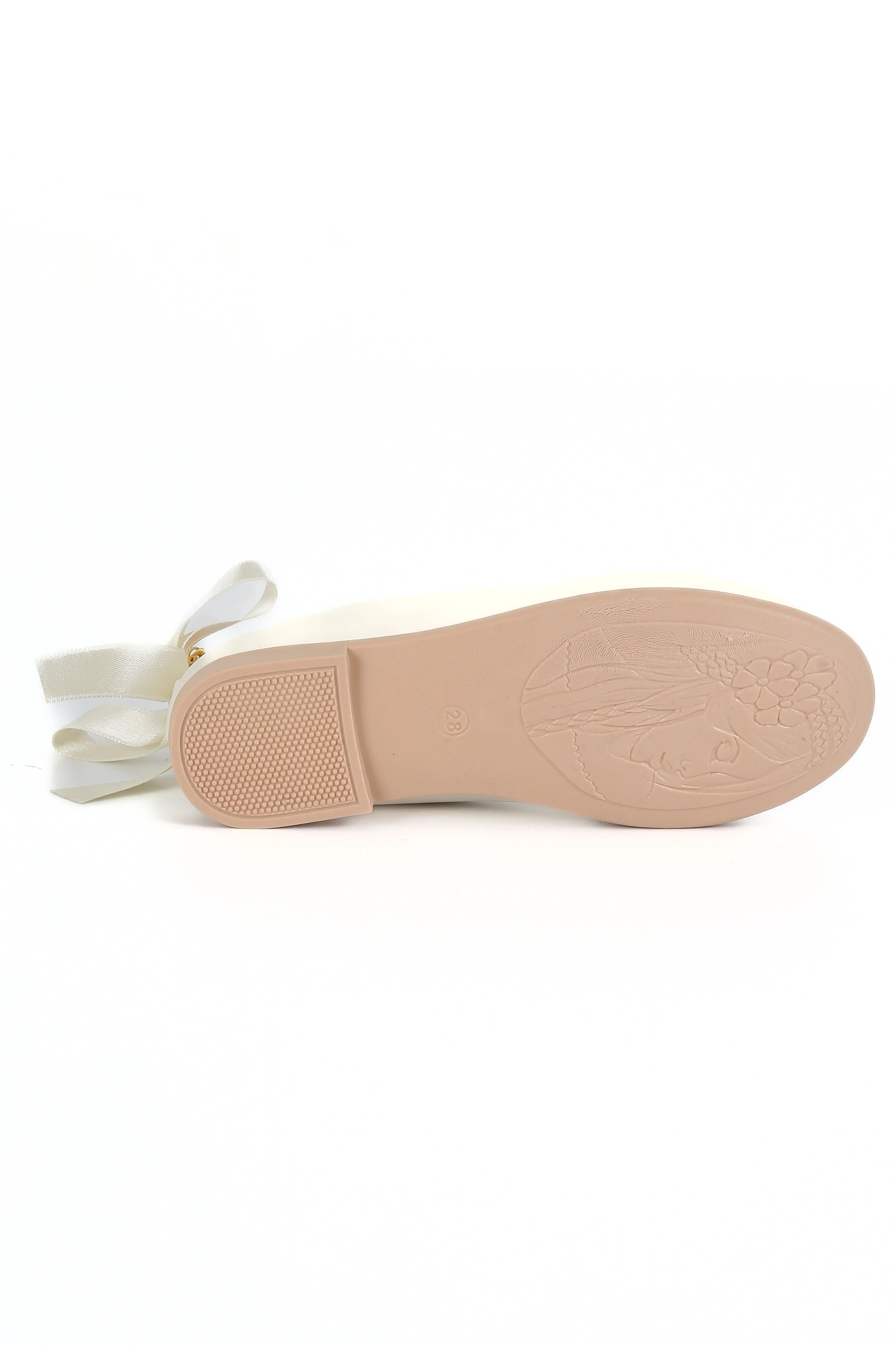 Girls Pearls & Ribbon Slip on Patent Mary Jane Shoes - TEAN - Ivory