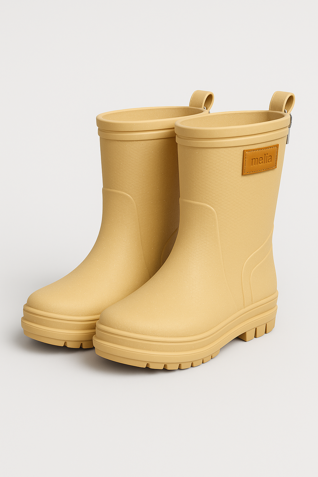 Girls Pull On Rain Boots - Angel - Beige Pair Picture