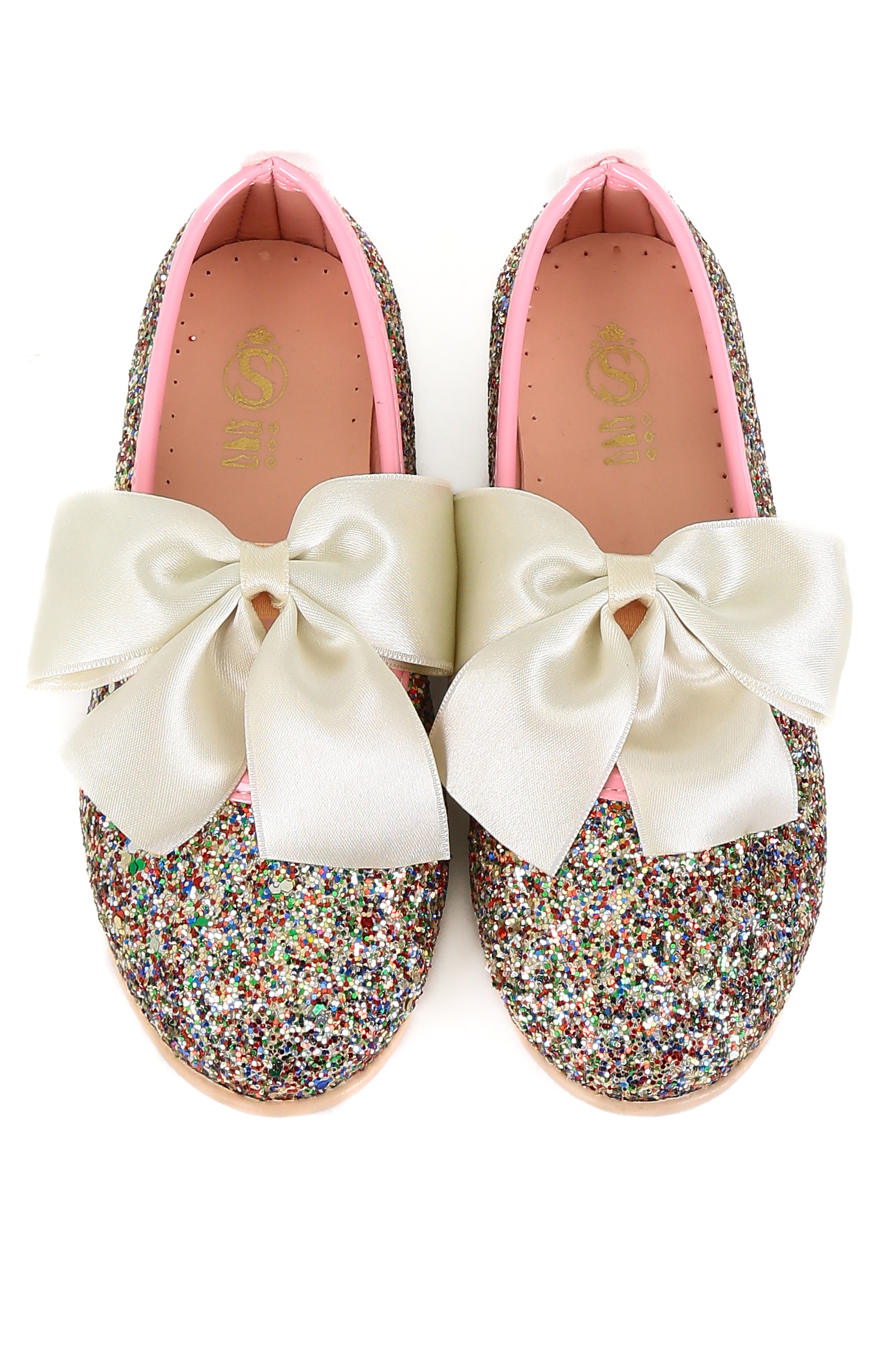 Girls Sequin Ballerina Flat Pumps - LOLA - Multi Colour Front Picture