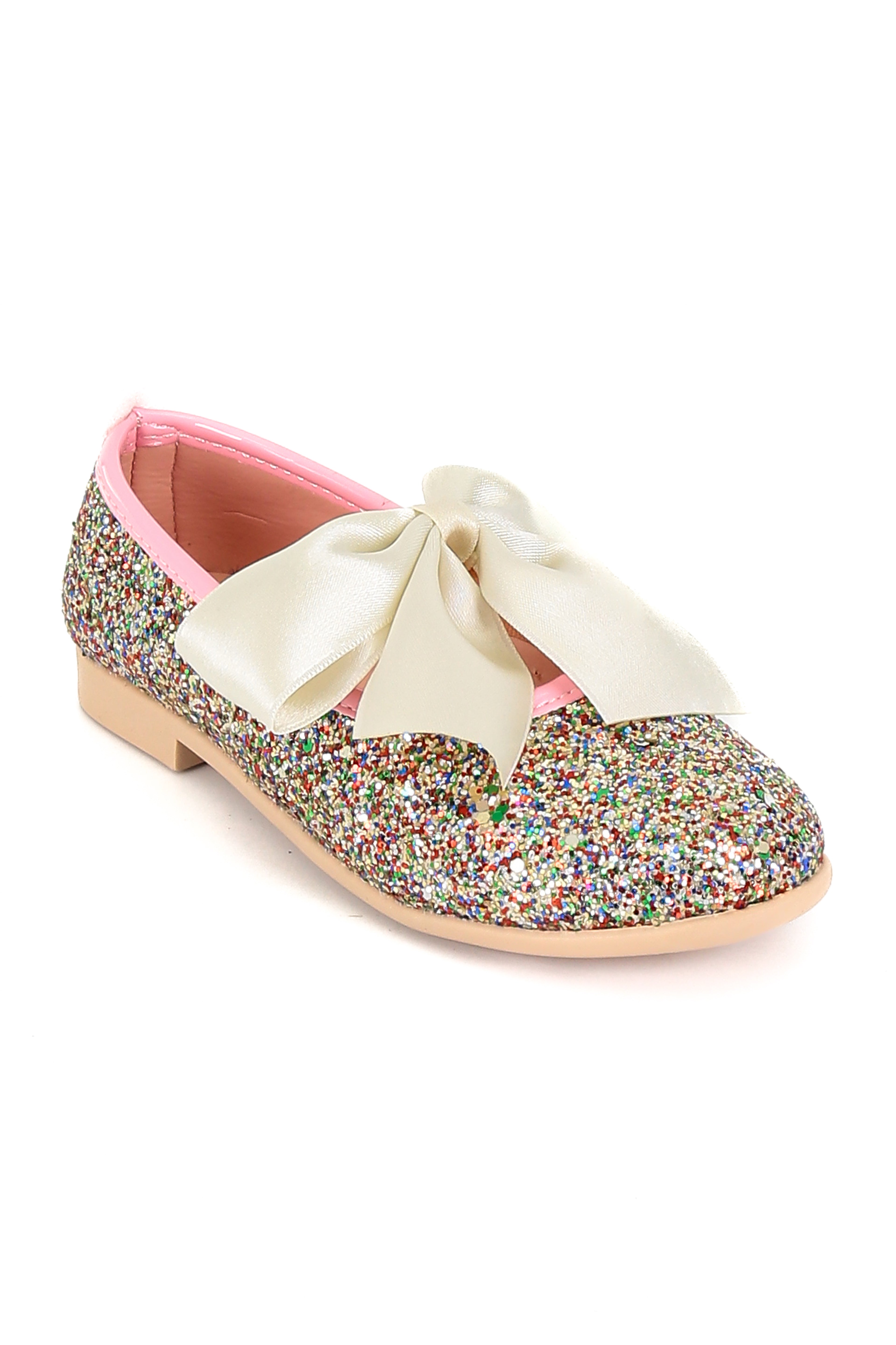 Girls Sequin Ballerina Flat Pumps - LOLA - Multi Colour Side Picture
