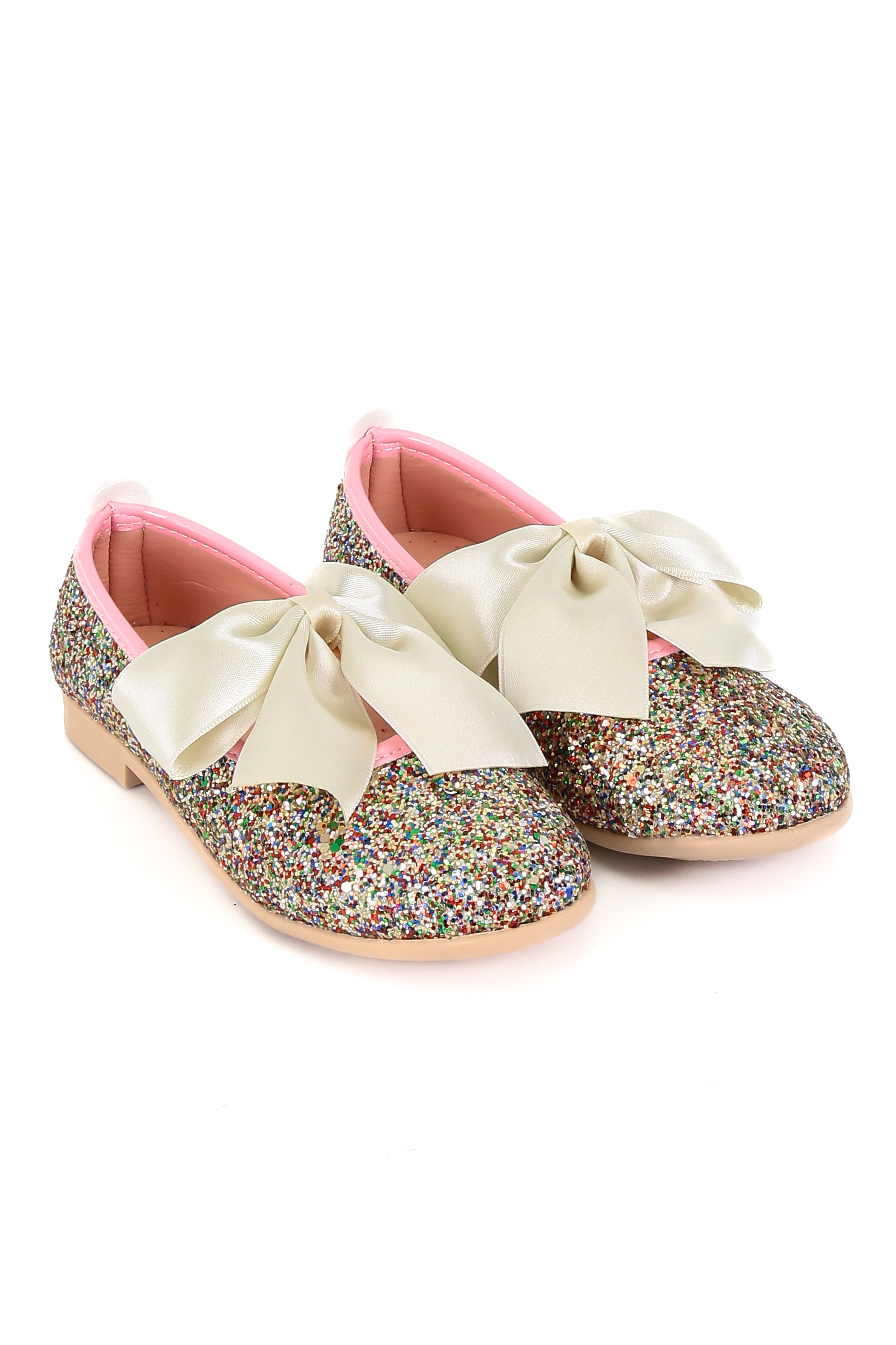 Girls Sequin Ballerina Flat Pumps - LOLA - Multi Colour Pair Side Picture