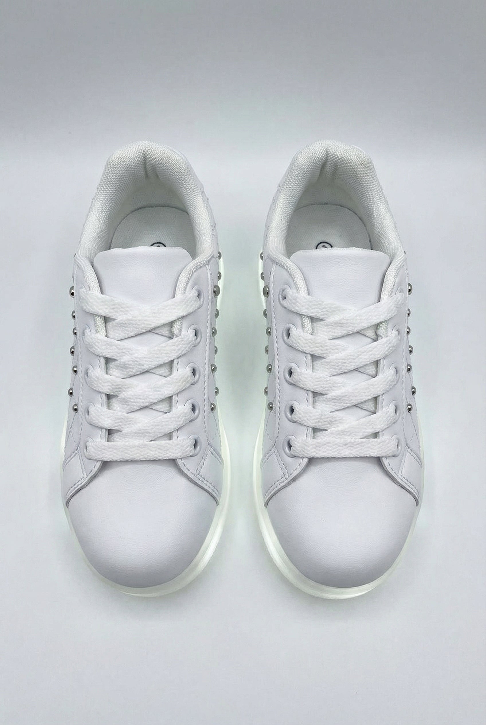 Girls Studded Light Up Trainers - White Front Picture