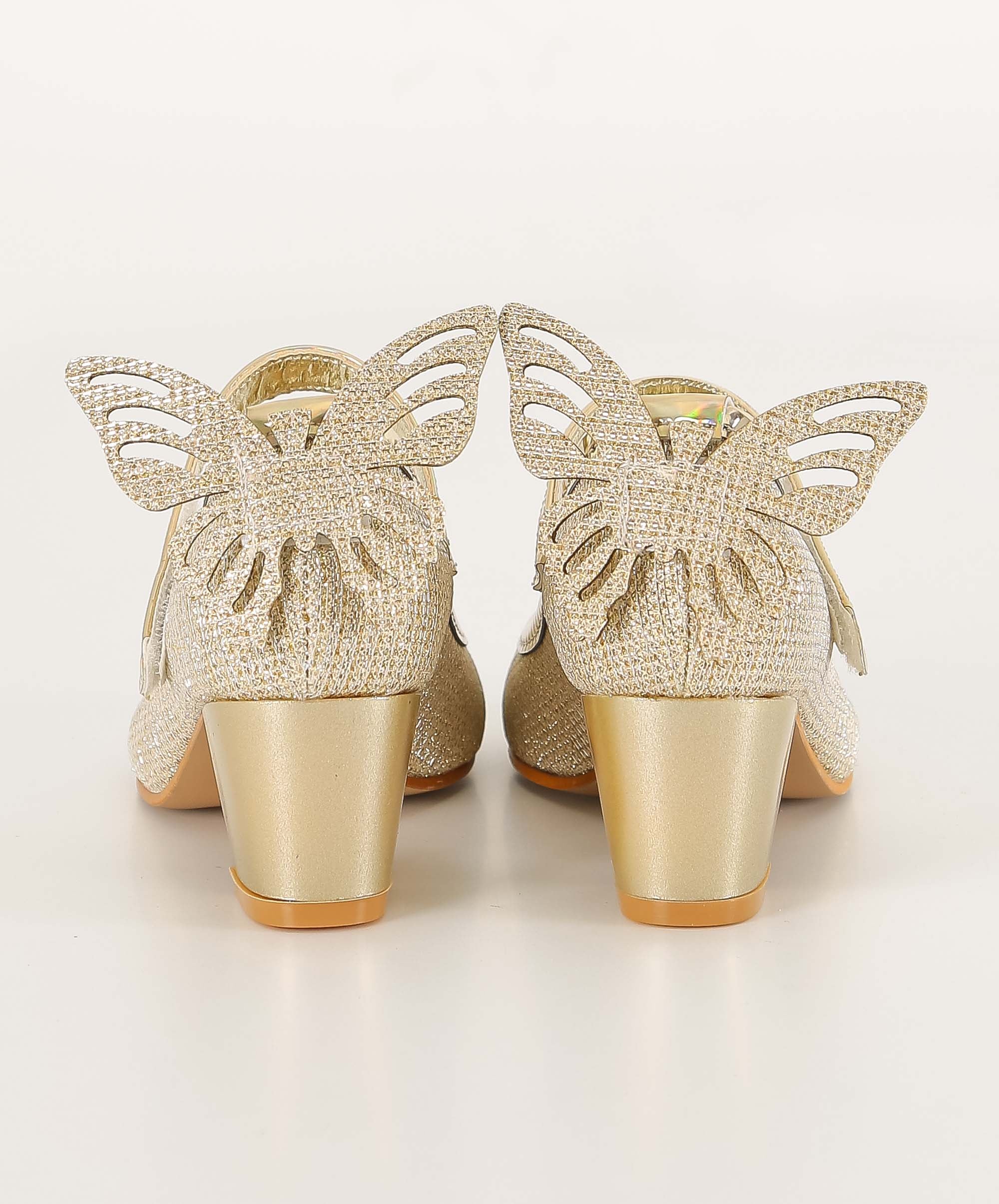 Chaussures Mary Jane Étincelantes à Bloc Talon pour Filles - Or