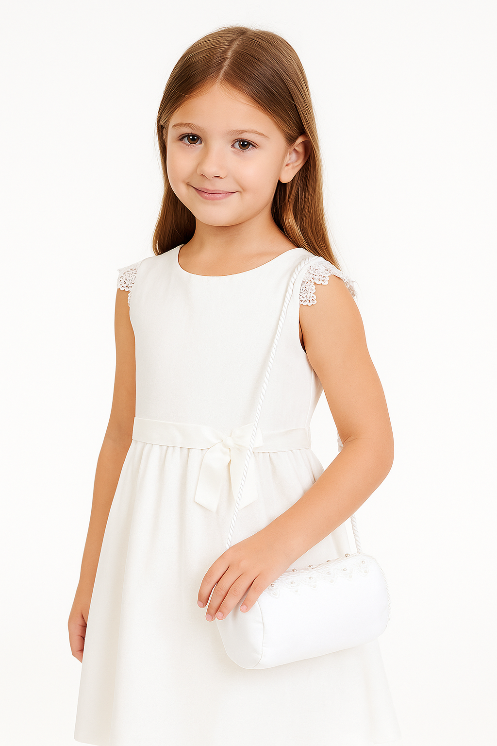 Girls Clutch Purse with Lace Detail – MB7704 - White
