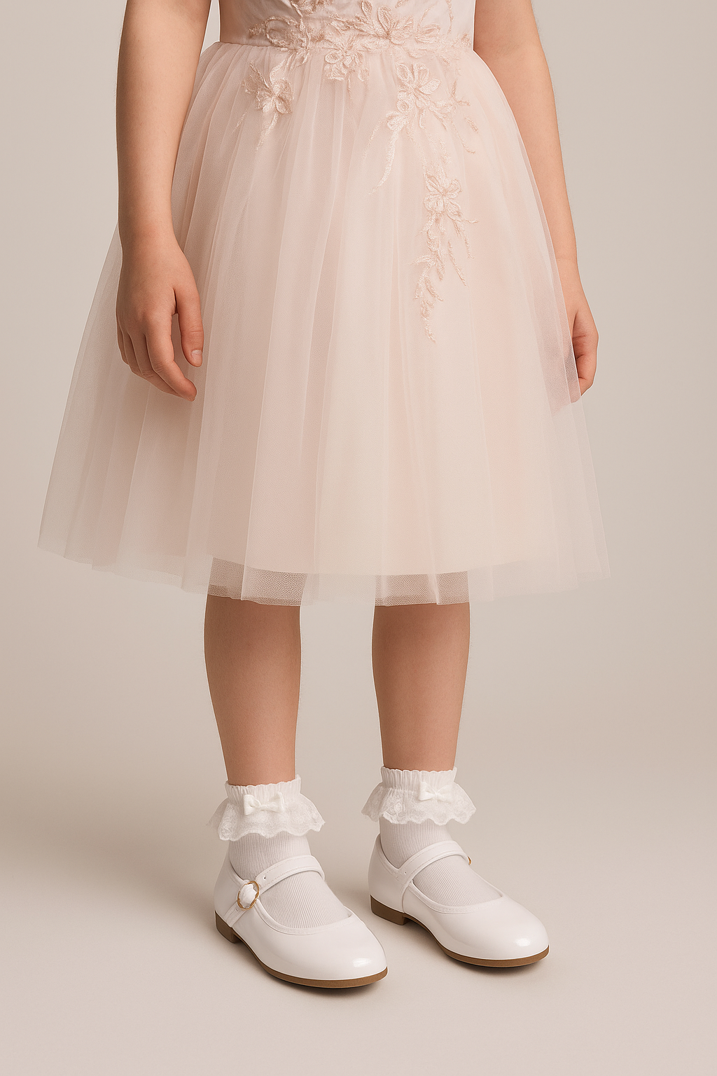 Girls' Communion Satin Mary Jane Shoes - HANA - White
