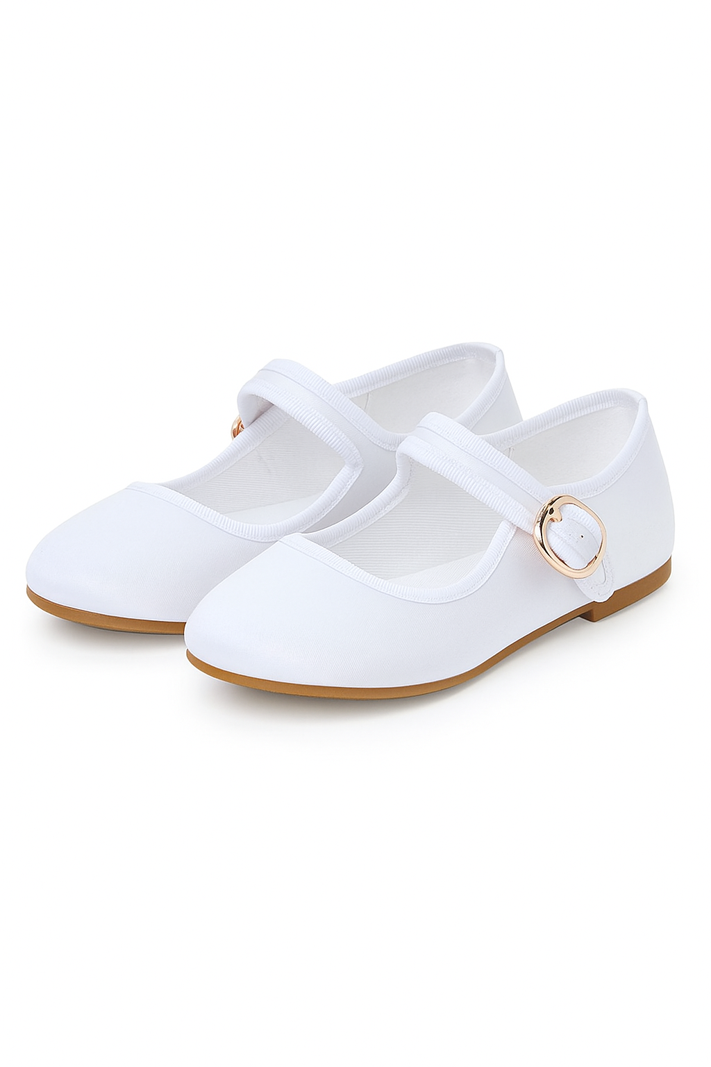Girls' Communion Satin Mary Jane Shoes - HANA - White Pair Side Picture