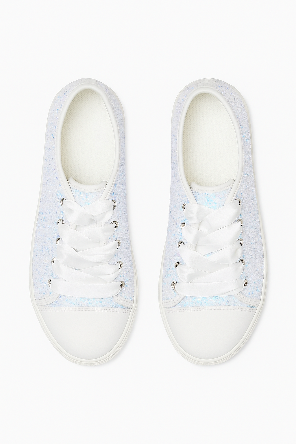 Girls' Glitter Sneakers with Satin Ribbon Laces – TRINITY - Multicolour Front Picture