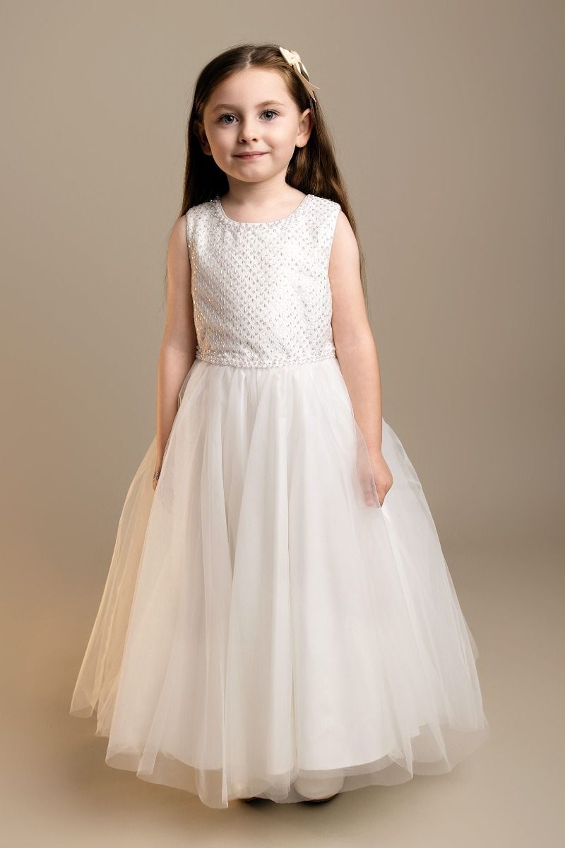 Mädchen Elfenbein Pailletten & Tüll Kleid - Danna
