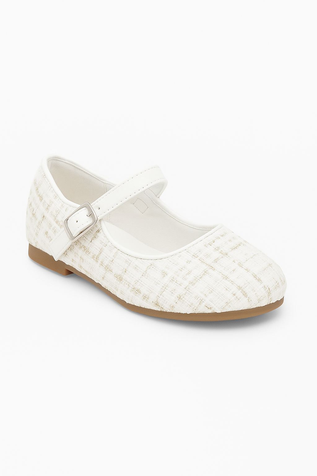 Girls' Tweed Flats Mary Jane Shoes - SUZANNE - Ivory Side Picture