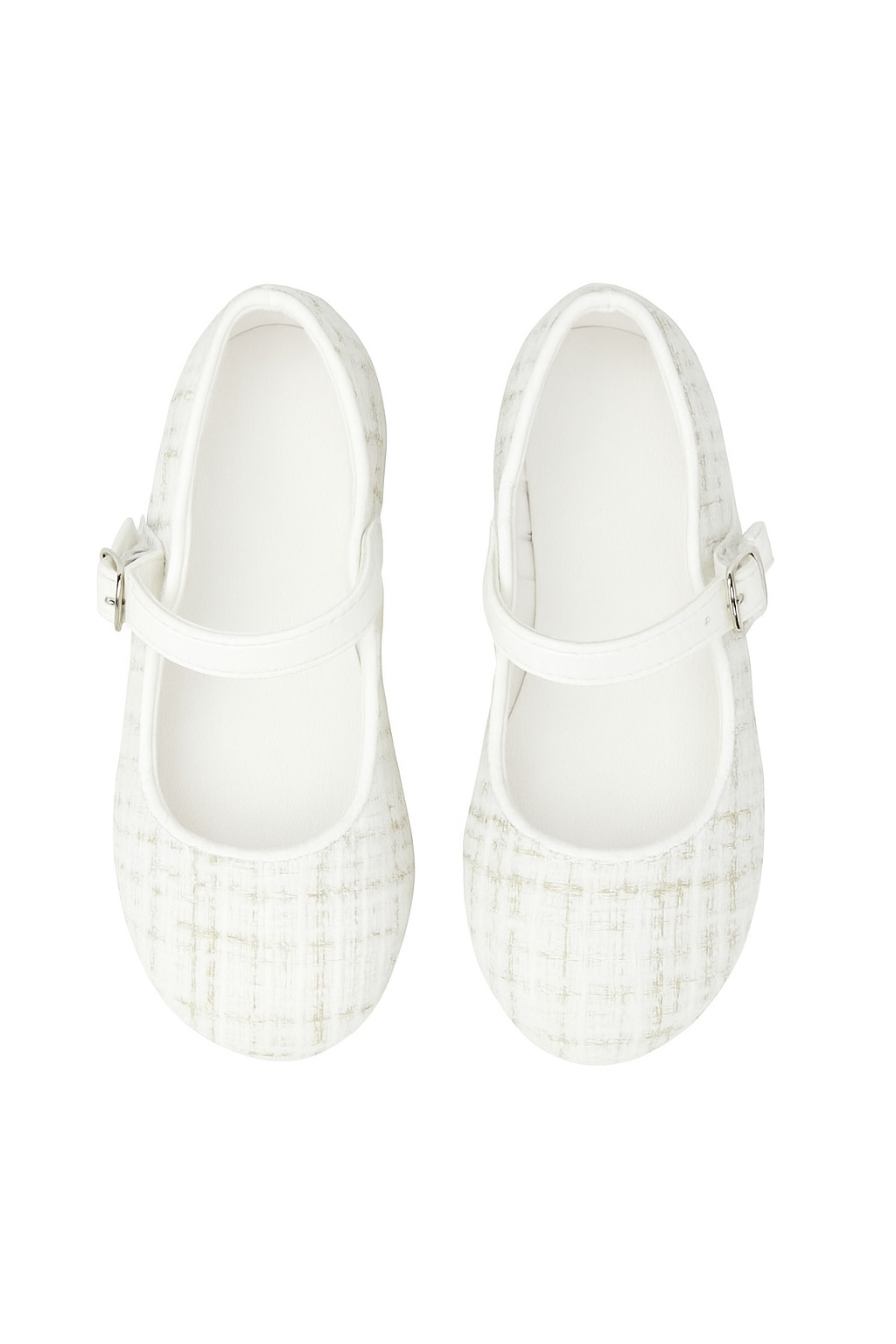 Girls' Tweed Flats Mary Jane Shoes - SUZANNE - Ivory Front Picture