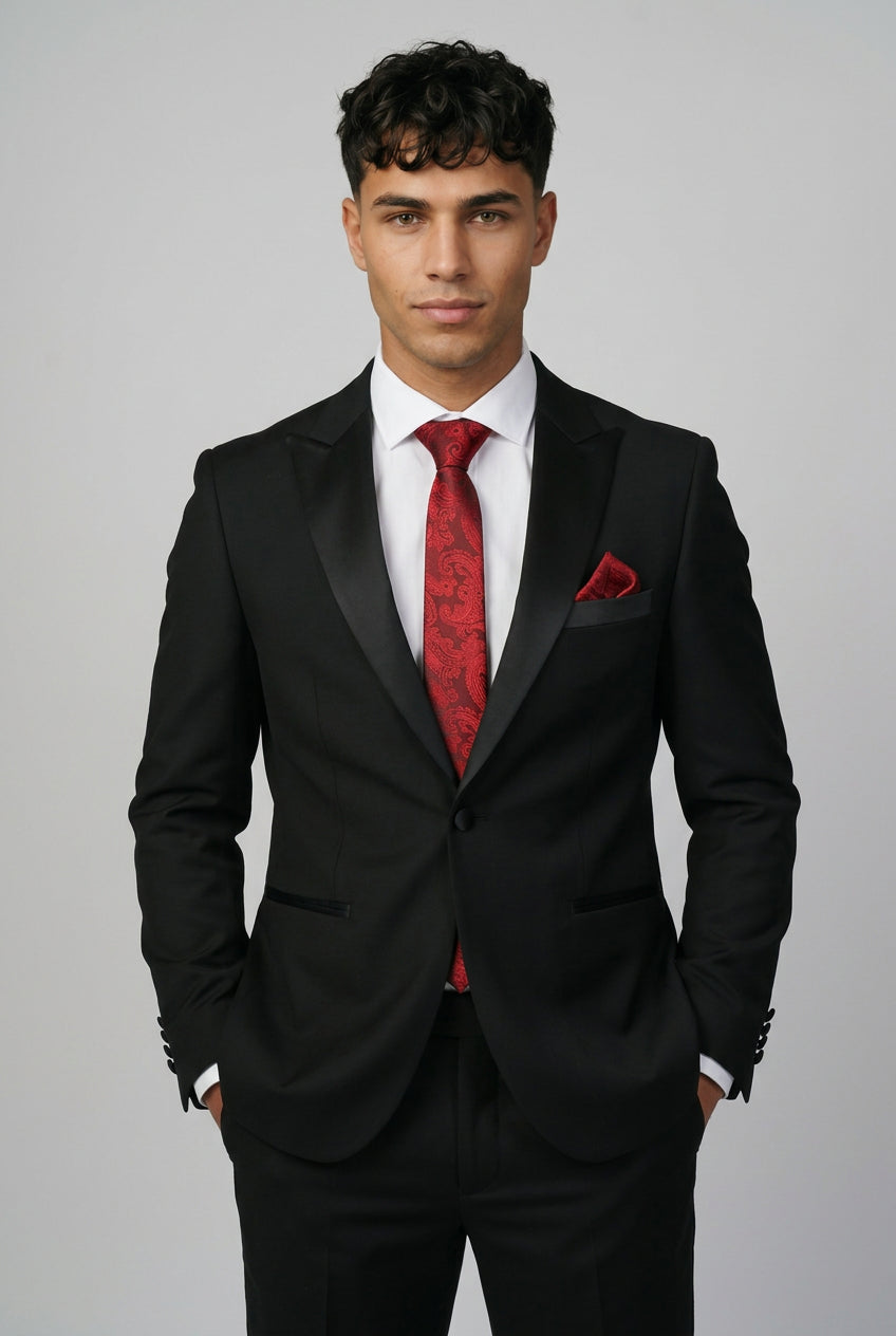 Harry Black Prom Tuxedo Suit with Satin Lapels
