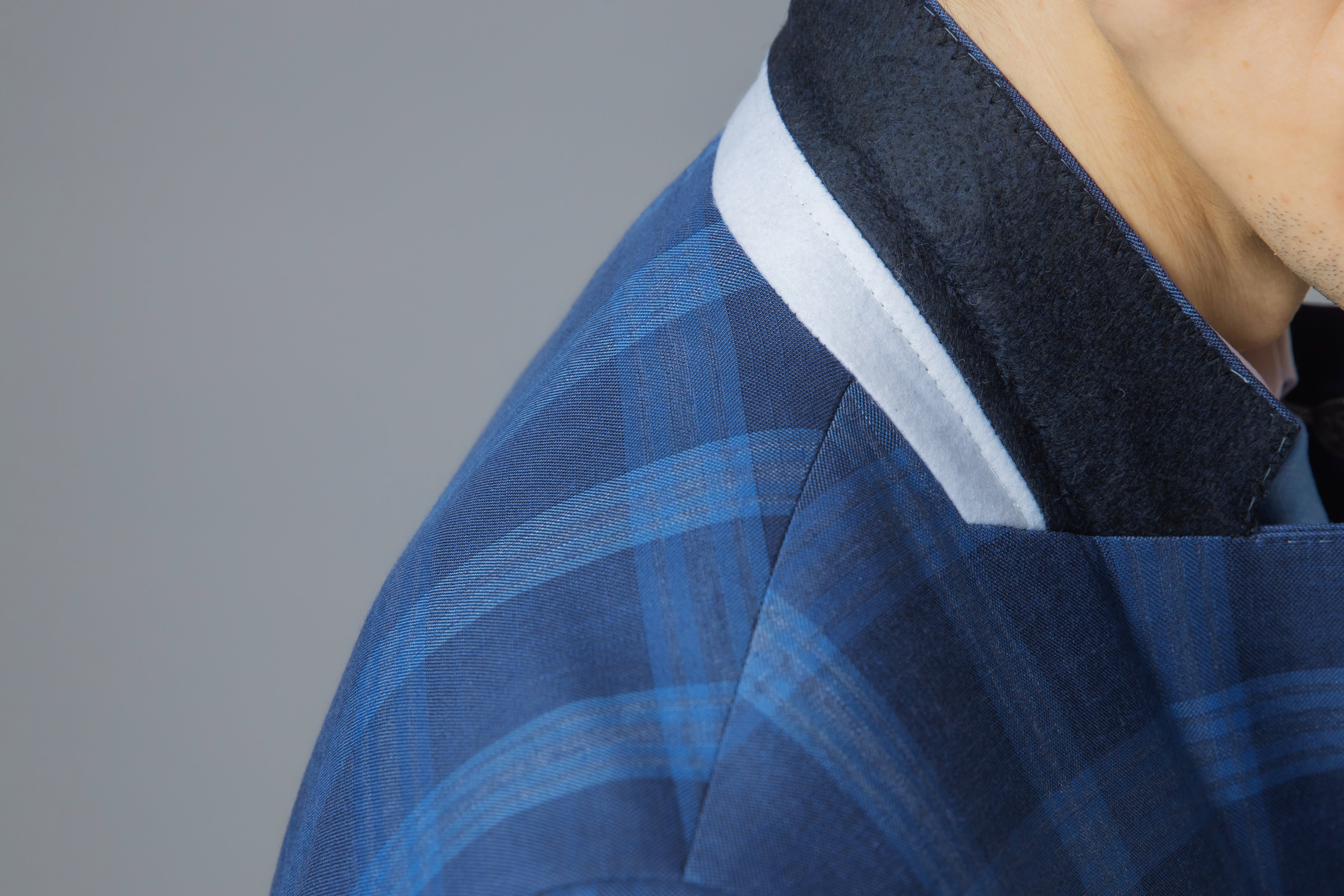Men's Check Windowpane Retro Blue Suit - Hunter - Dark Blue