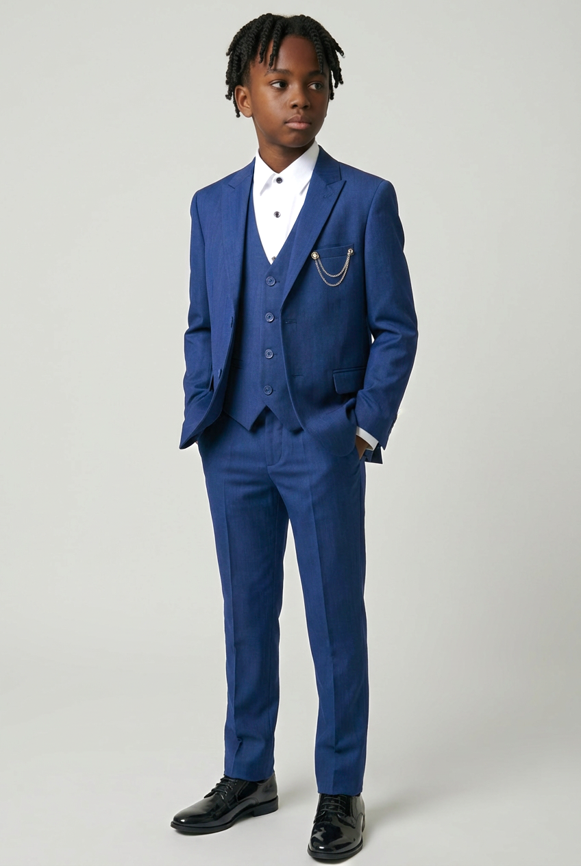 4-teiliger Slim Fit Twillanzug für Jungen - Mitternachtsblau