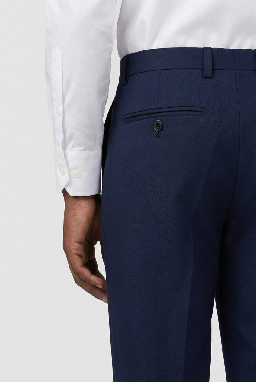 Boys Slim Fit Formal Trousers with Adjustable Waist - Navy